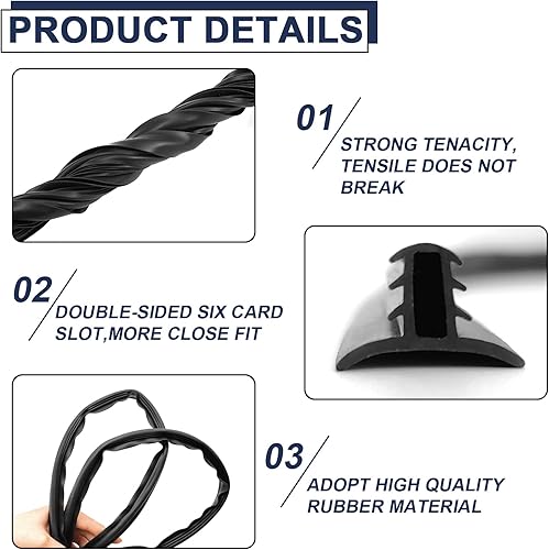 Miniatura 3 de Tira universal de 5.2 ft para parabrisas de automóvil, tira protectora de sello de goma para automóvil, tira de sellado de tablero de automóvil,