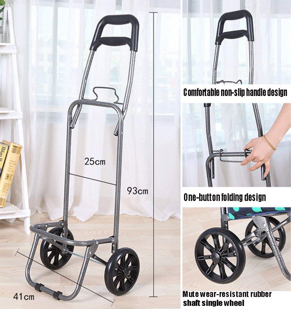 Carrello della Spesa Borsa Trolley con Ruote Carrello della Spesa Pieghevole 2 in 1 - Borsa della Spesa Impermeabile Pieghevole con Cerniera a Due stadi