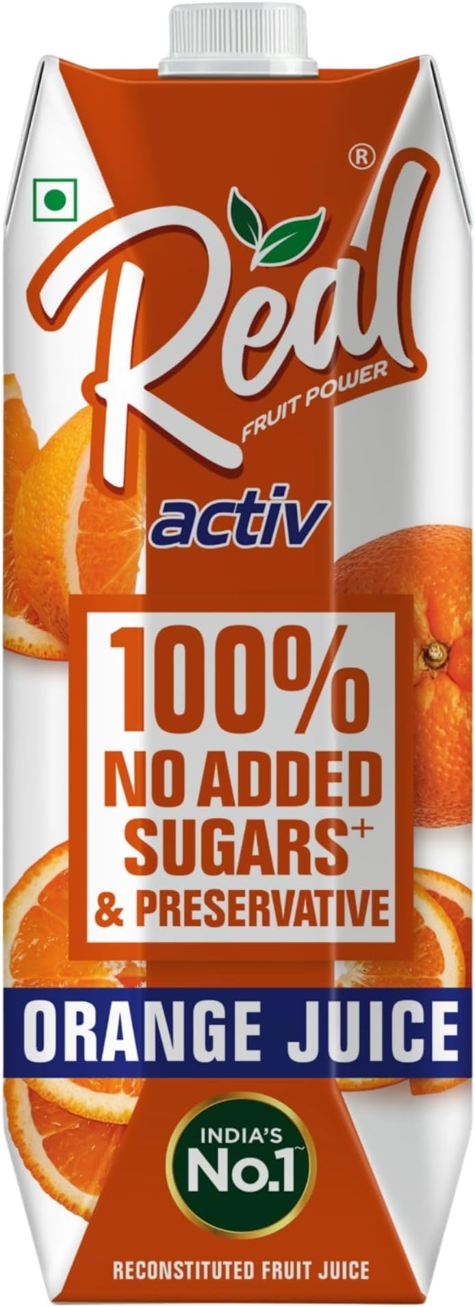Real Activ Orange Fruit Juice - 1L | 100% No Added Sugars & Preservatives | Rich In Vitamin C | Goodness Of Best Oranges | Tasty, Refreshing & Energizing Fruit Drink
