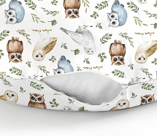 Miniatura 8 de Fundas de almohada de lactancia con diseño de búhos de acuarela y hojas bohemias para niños y niñas, razas de búhos, hojas verdes, funda de almohada