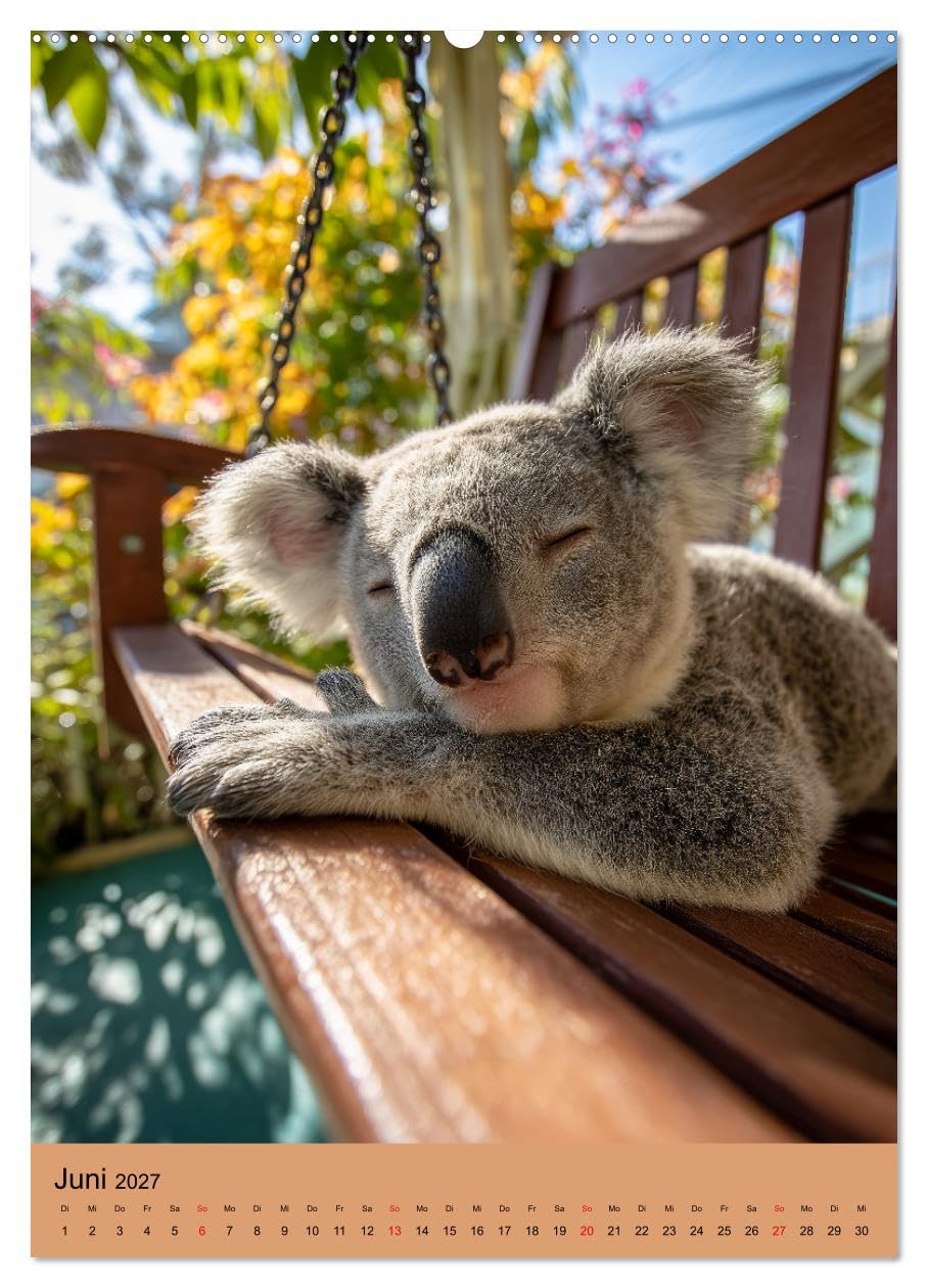 CALVENDO - Workaholic - Mach mal Pause und chill wie ein Koala (hochwertiger Premium Wandkalender 2027 DIN A2 hoch), Kunstdruck in Hochglanz: Lustiger Koala Kalender: Koalas und Koalabären als Beutelt