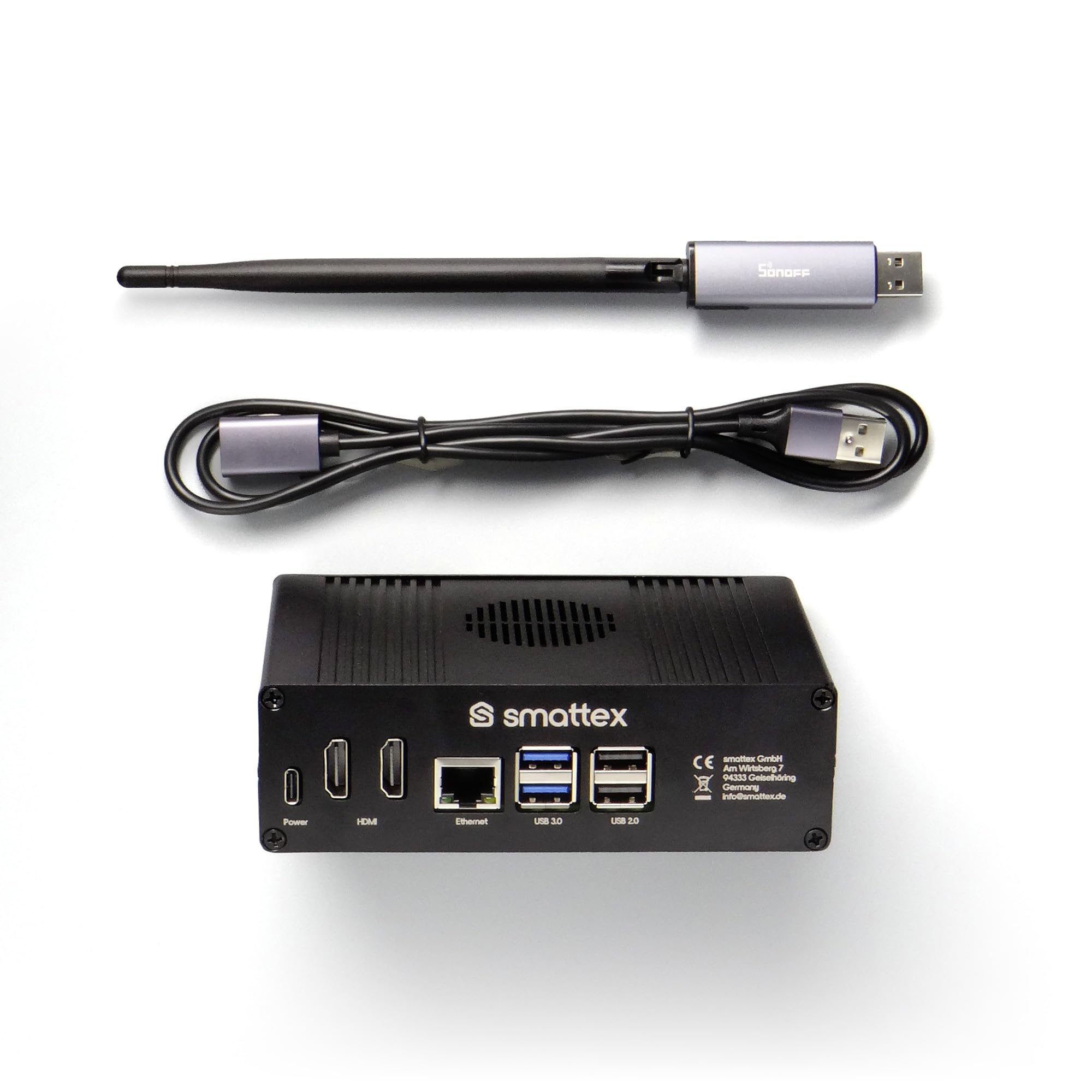 Plug & Play Set Black, Raspberry Pi 5, Home Assistant vorinstalliert, inkl. Antenne (Thread Border Router), WiFi, Bluetooth, SSD, Matter, Zigbee optional, sofort (16 GB RAM / 256 GB SSD)