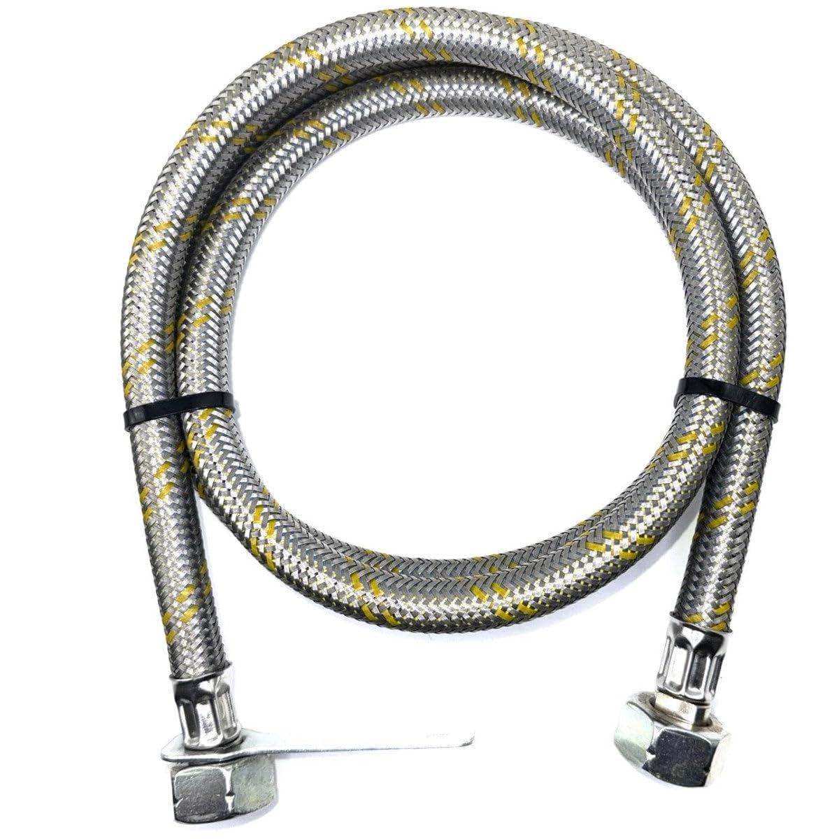 Flexible Reinforced Stainless Steel Gas Hose 1.5m – 21.8mm LH Two-Way Connectors – LPG/Propane Pipe for Caravan, Motorhome, BBQ & Catering