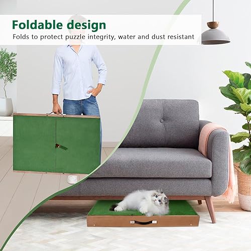 Miniatura 4 de Baseca Tablero de rompecabezas de madera para los amantes de los rompecabezas, mesa de rompecabezas portátil con superficie antideslizante