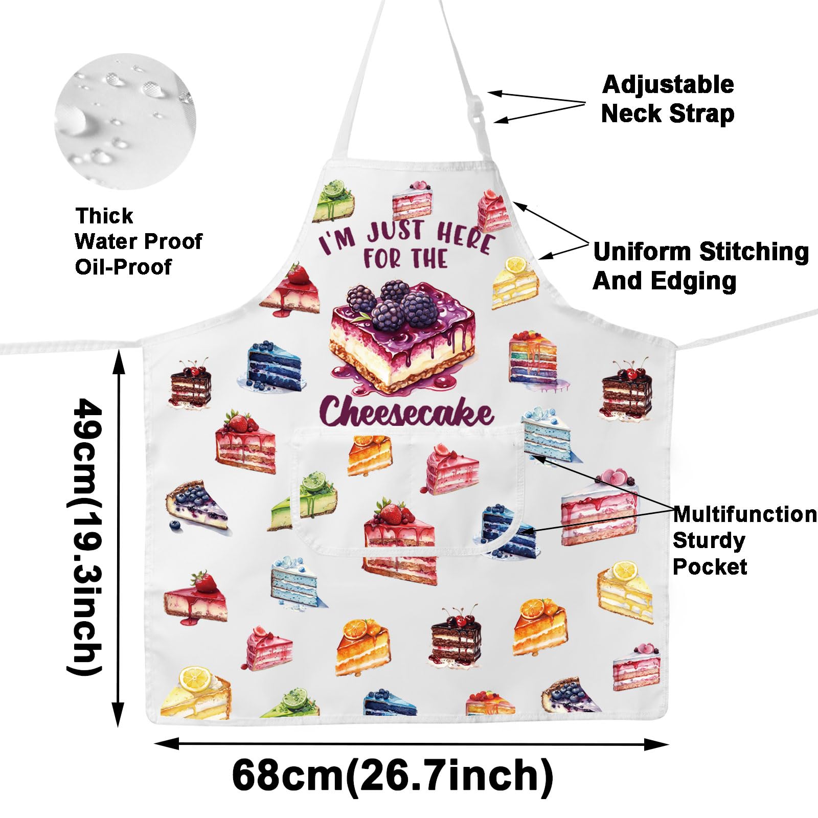 MYSOMY Cheesecake Apron Cheesecake Lover Gifts Cheesecake Baking Apron Cheesecake Dessert Apron Cheesecake Themed Gifts (Cheesecake mb) - Image 2