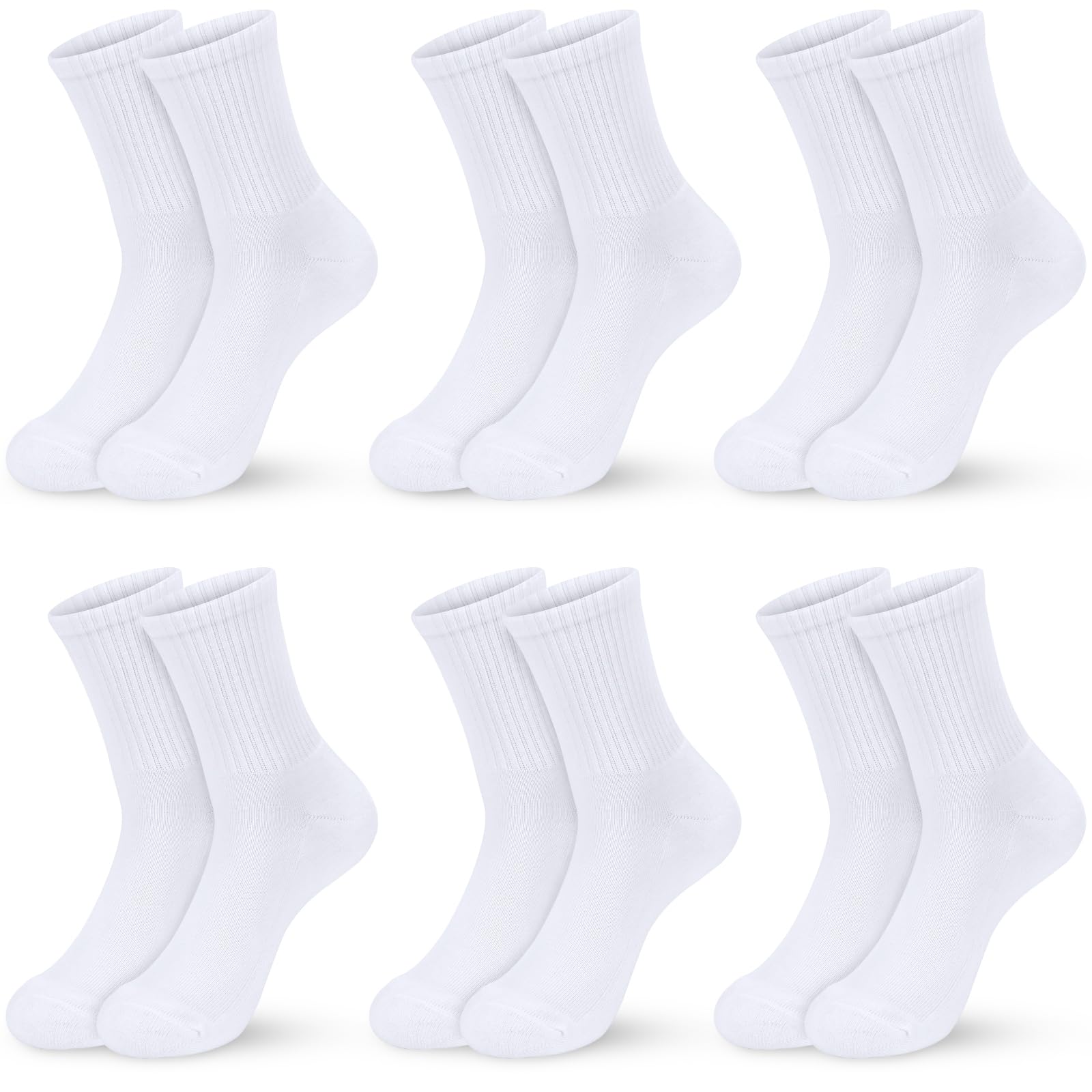 KOOOGEAR Calcetines de algodón para niños y niñas, calcetines deportivos lisos para el regreso a clases, color blanco, negro, gris, transpirable, de algodón, para la escuela, de 3 a 12 años