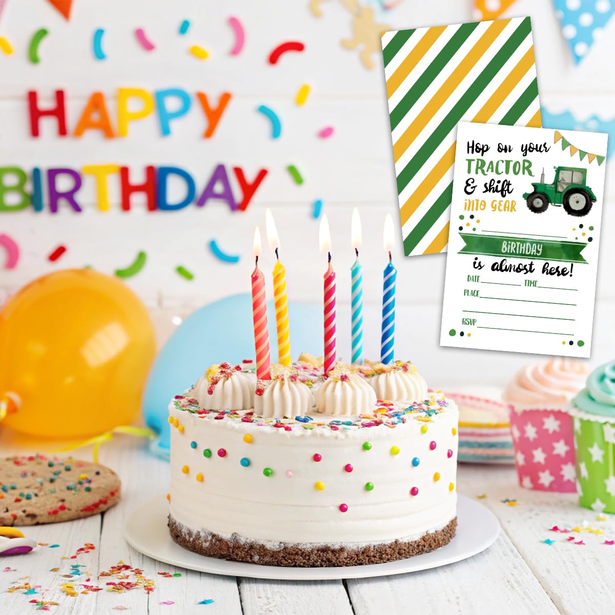 Amazon.com : Nopoben Birthday Party Invitation Cards, Tractor