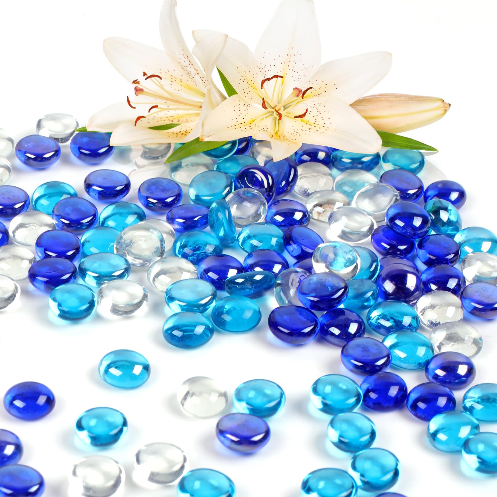 Deepton Glass Pebbles, 150 Pcs Glass Beads for Vases Approx 380g
