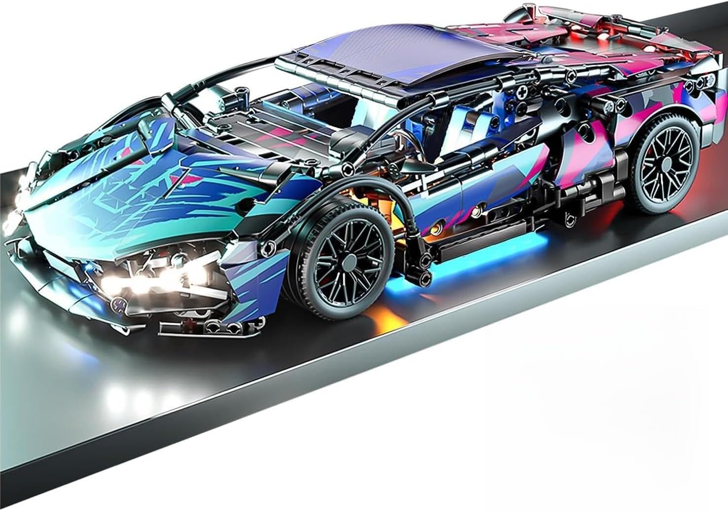 Sport Car Building Block Sets for Adults,Technical Race Car with LED Lights Collectible 1:14 MOC Model Engineering Toys Gifts for Boys Boyfriends Men Teens Age 8+ 8-12, 8-14,12 13 14