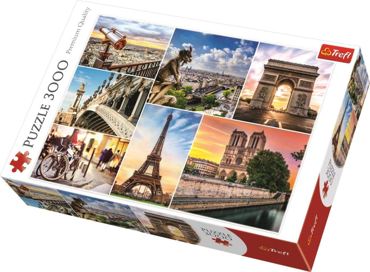 Trefl3000 Piece Jigsaw Puzzle, Magic of Paris Collage, France, Eiffel Tower, Arc De Triomphe, Notre Dame Cathedral, Photography Puzzle, Adult Puzzles, Trefl 33065,Multi-Color