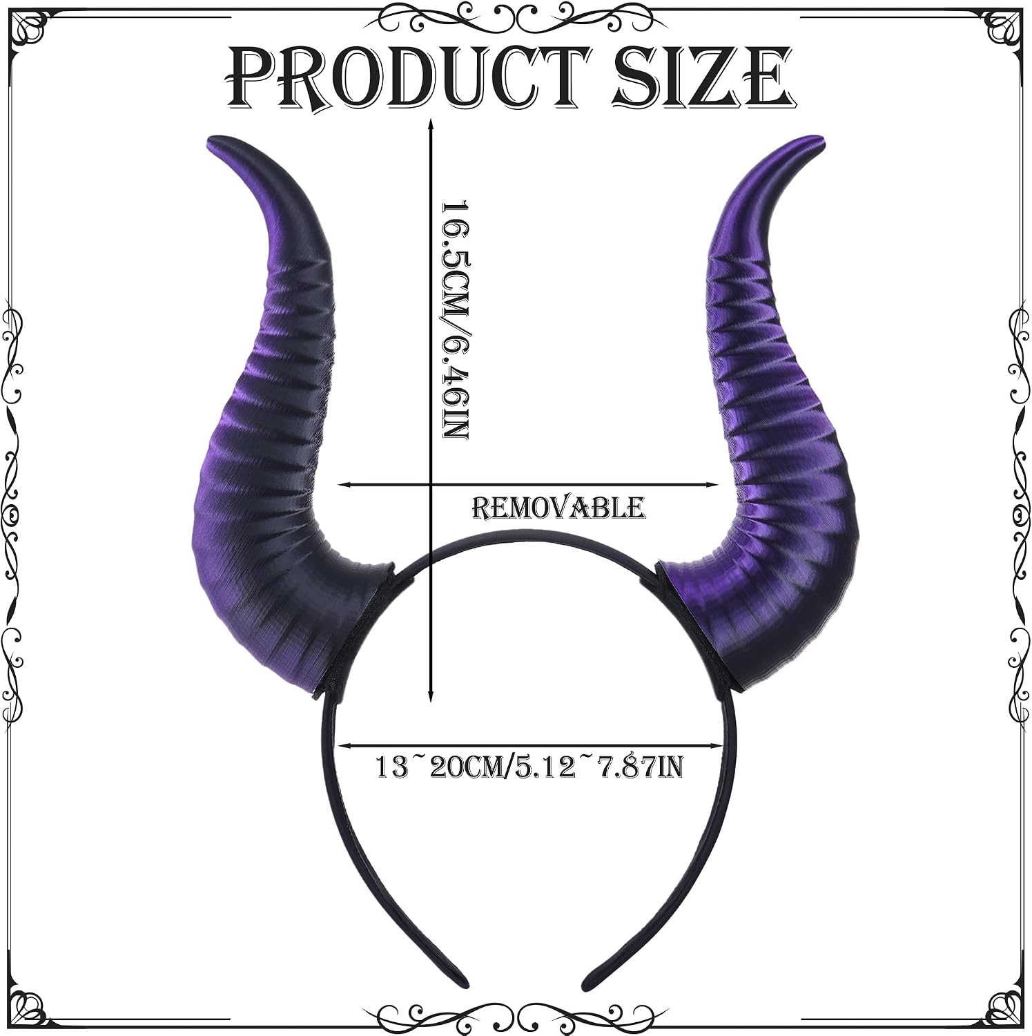 MOSTORY 3D Demon Horns Headband for Women Men Cosplay, Dark Devil Horns Headband for Adult Halloween Costume (Detachable)
