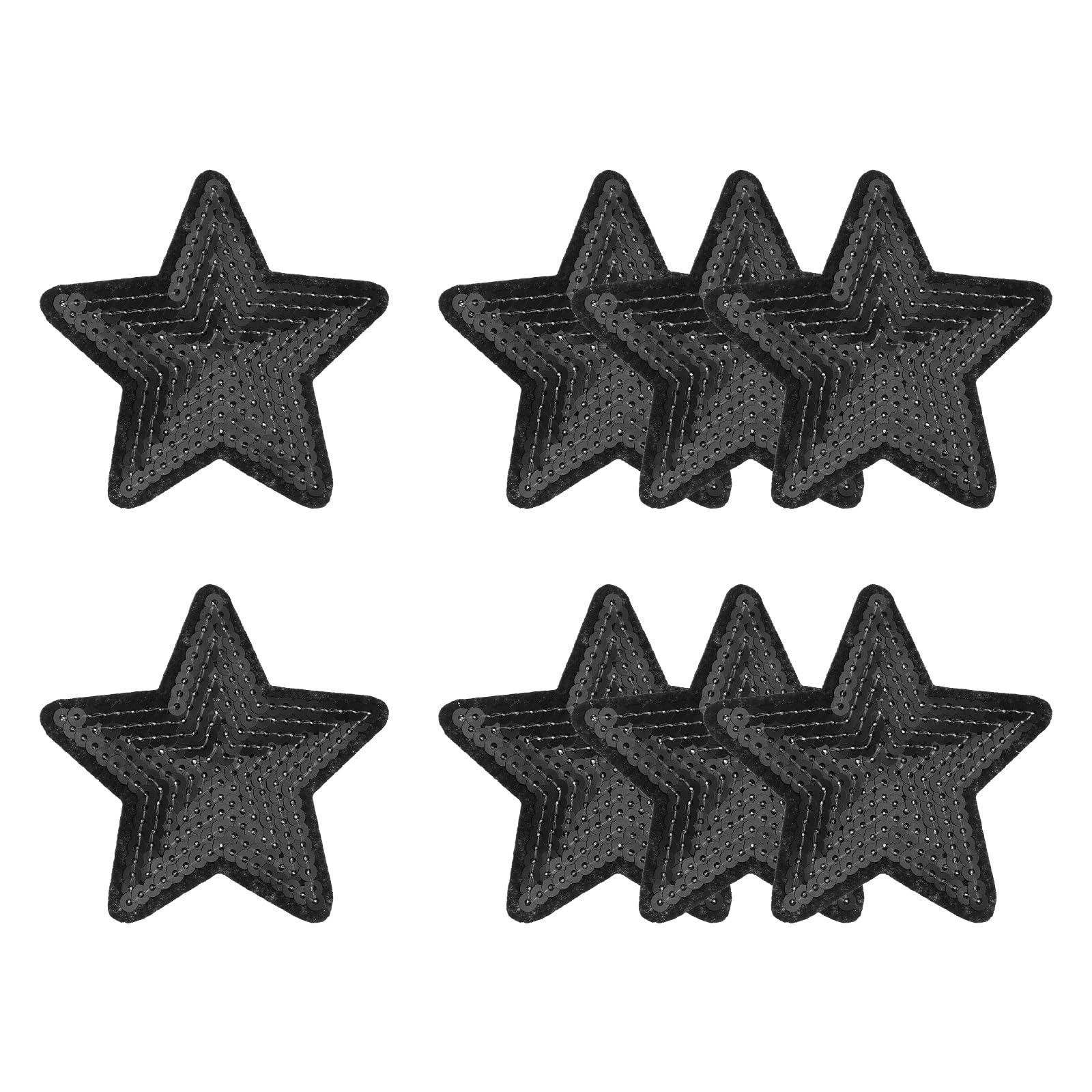 YELARXI Sequin Star Iron on Patches Embroidered Sew Sequin Glitter Patch Appliques, 3.5"x3.5" Fit for DIY Shoes Hats Backpacks Clothing Repair - (8 Pack, Black) โ image 1