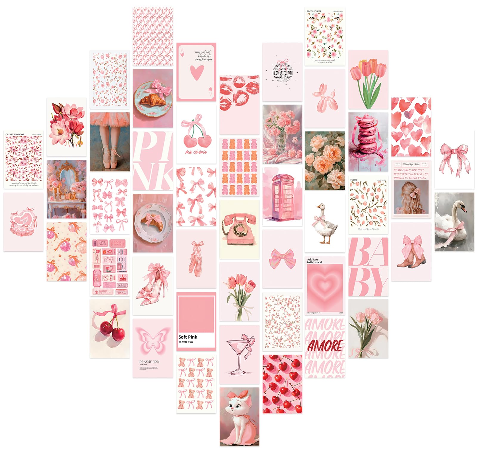 Uniro Coquette Room Decor Aesthetic, 50Pcs Pink Coquette Wall Decor, Coquette Posters Aesthetic Room Decor, Pink Room Decor 4
