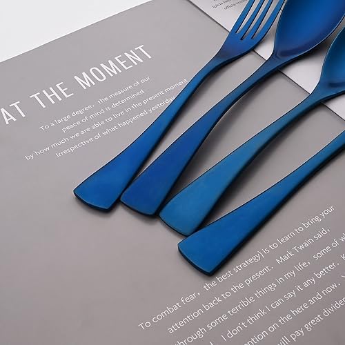 Miniatura 10 de Uniturcky Lujoso juego de cubiertos de acero inoxidable 1810 mate arcoíris colorido  Juego de utensilios para carne, cucharas y tenedores, cuchillos