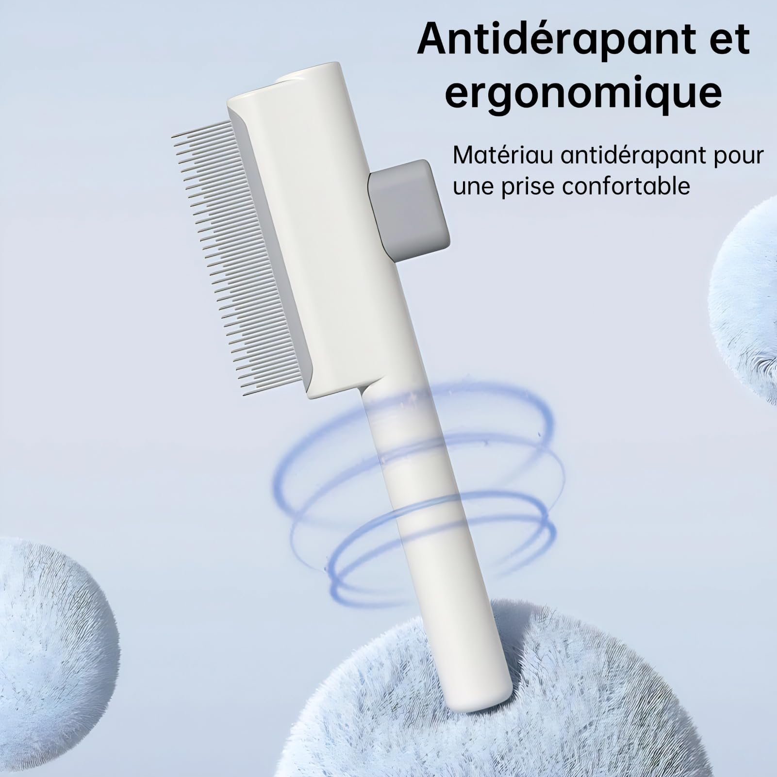 Brosse anti-poils automatique pour animaux, brosse universelle pour chats et chiens, désheddante puissante pour éliminer les poils morts, lot de 2 (blanc et vert)