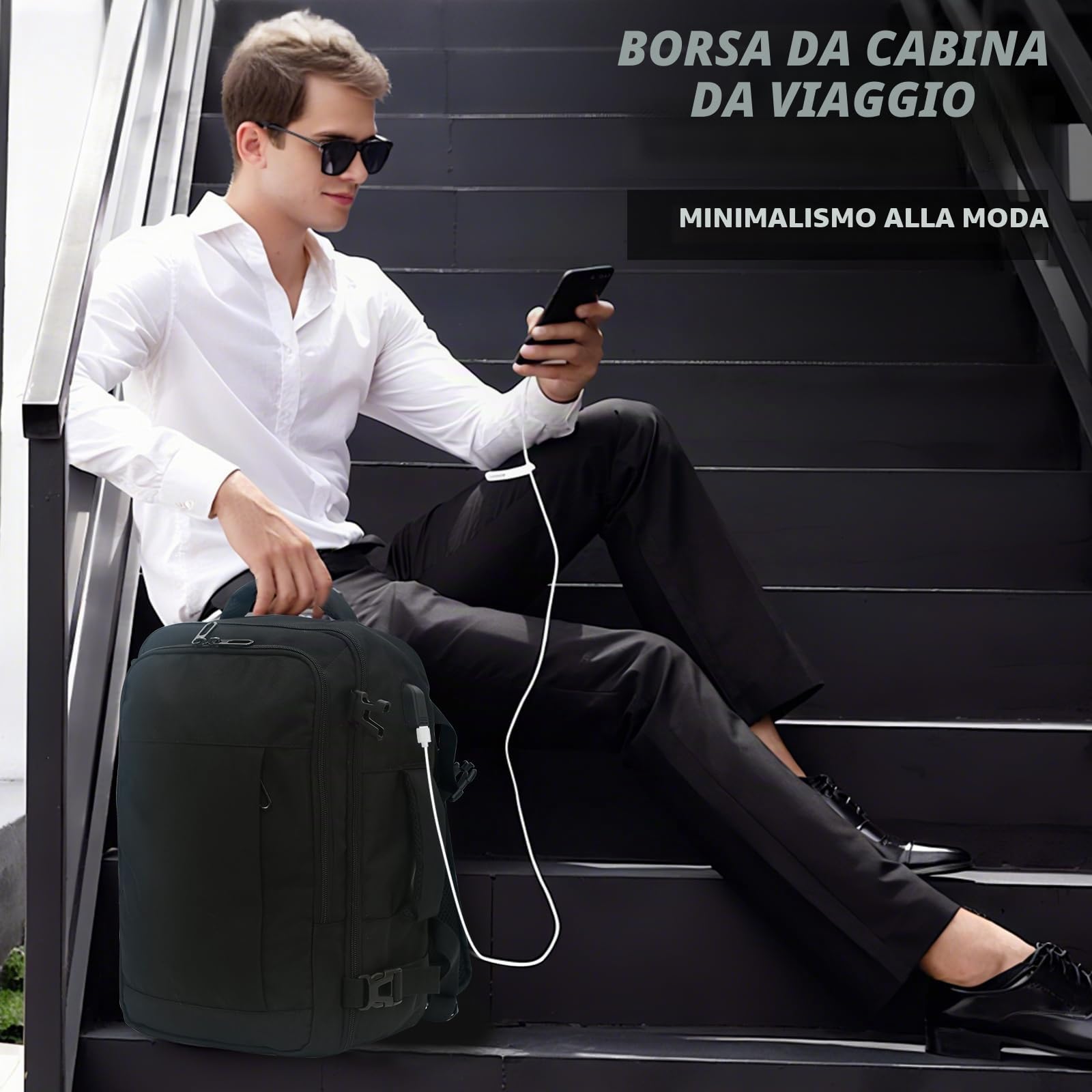 CNMTCCO Zaino Ryanair 40x30x20 Zaino da Viaggio Aereo Bagaglio a Mano Donna Uomo Zainetto Porta PC 14 Pollici per Lavoro Scuola Trekking