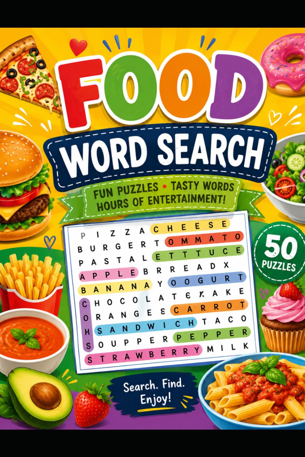Food Word Search: Fun Puzzles, Tasty Entertainment, Hours of Fun