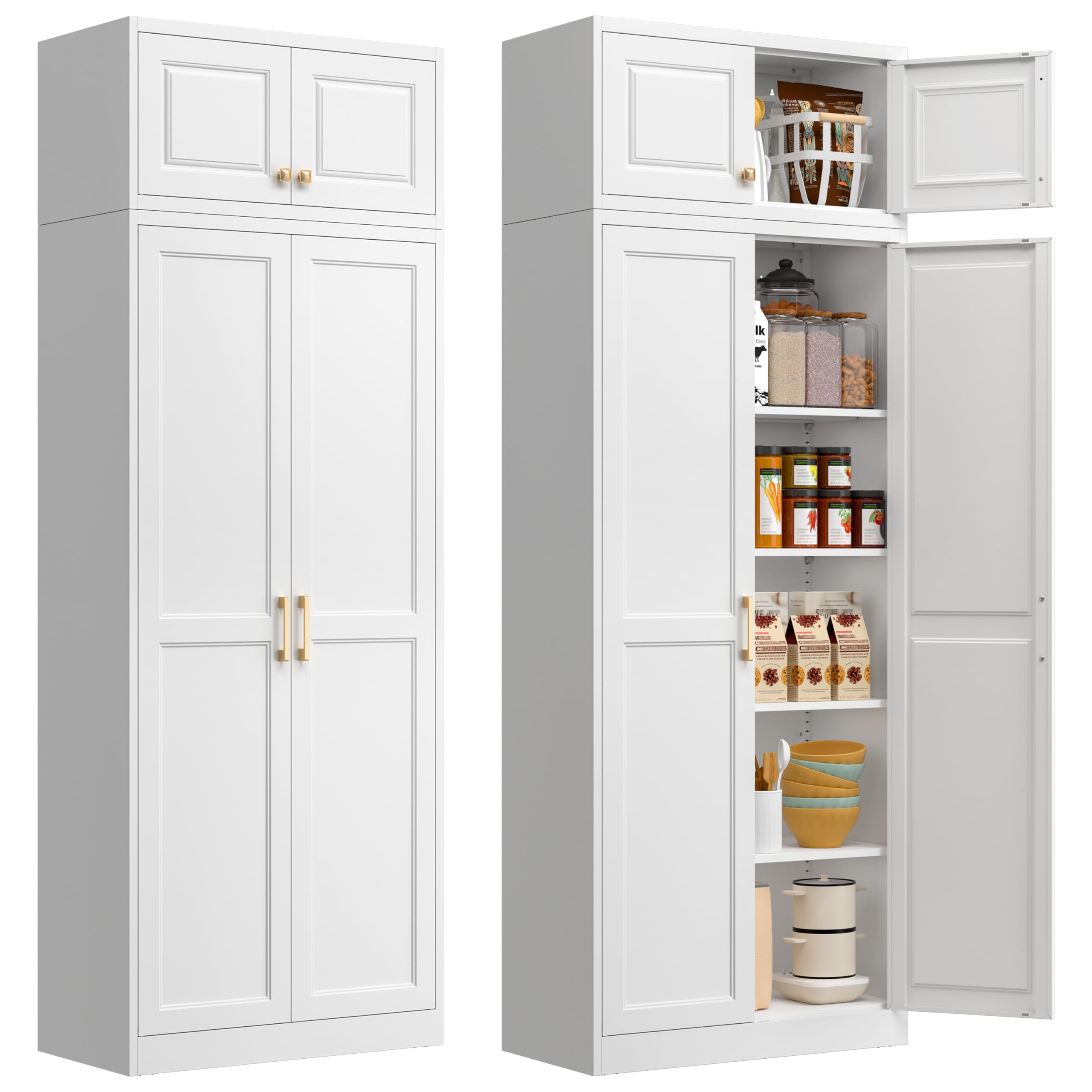 Polup 86" Tall Metal Kitchen Pantry Storage Cabinet with Doors and Shelves