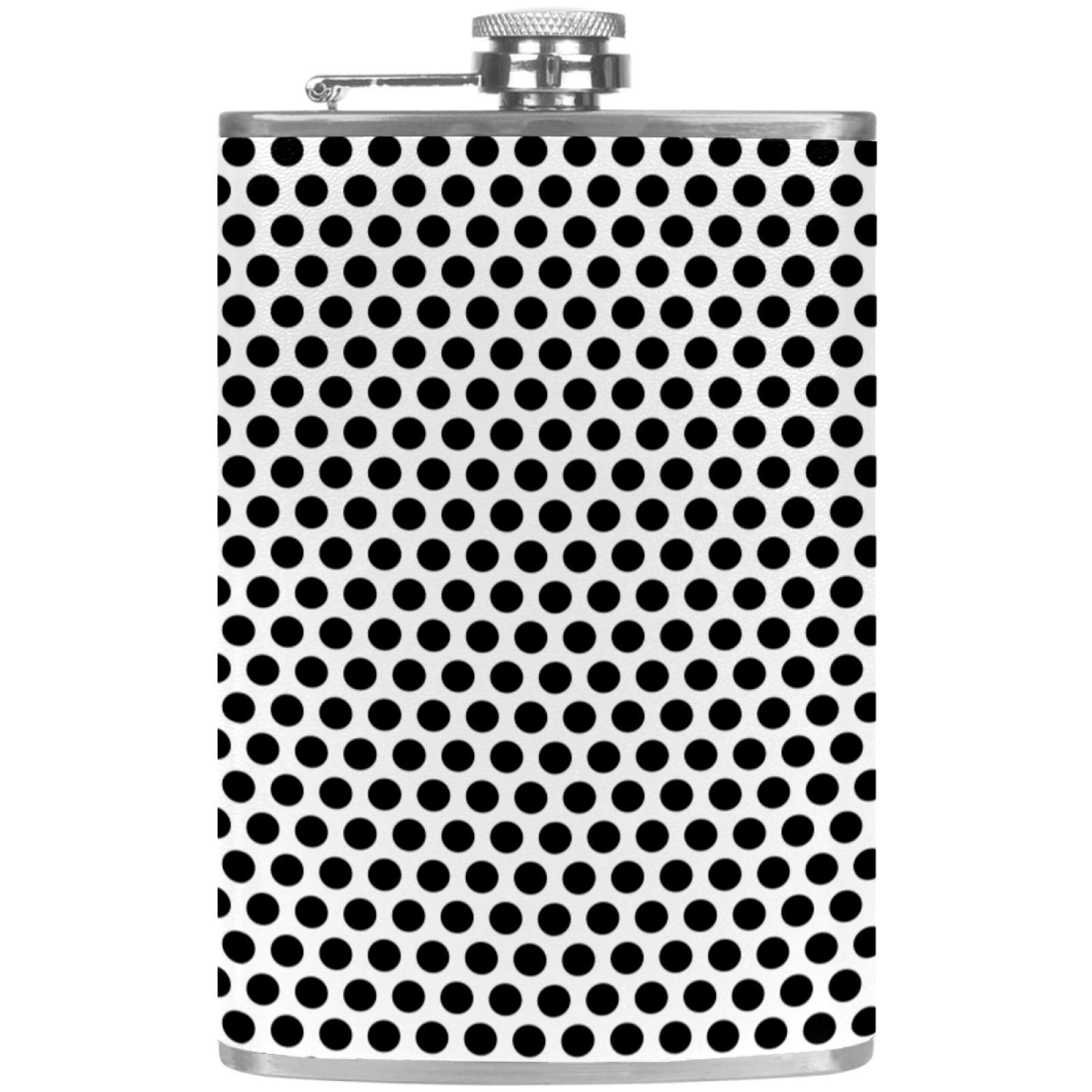 Flasque à whisky en cuir noir et blanc avec entonnoir de poche