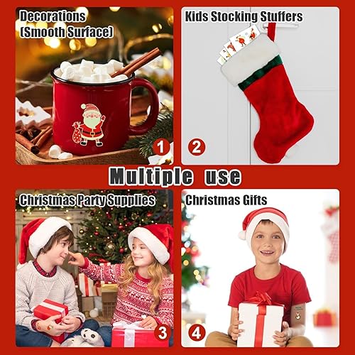 Miniatura 4 de Partywind 20 hojas (185 estilos brillantes) de tatuajes temporales de Navidad para regalos de niños, rellenos de calcetines de Navidad con muñeco de