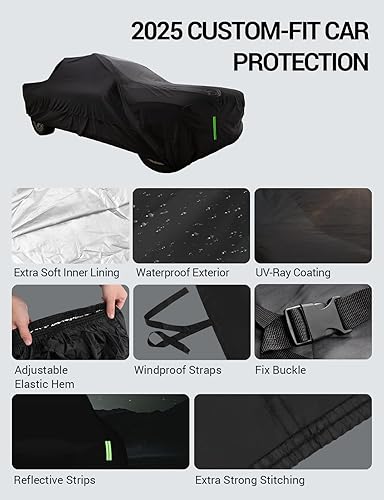 Miniatura 8 de Proadsy - Cubierta para automóvil, resistente al viento, sol, lluvia, rayos UV, polvo y nieve, para todo tipo de clima, impermeable, funda de