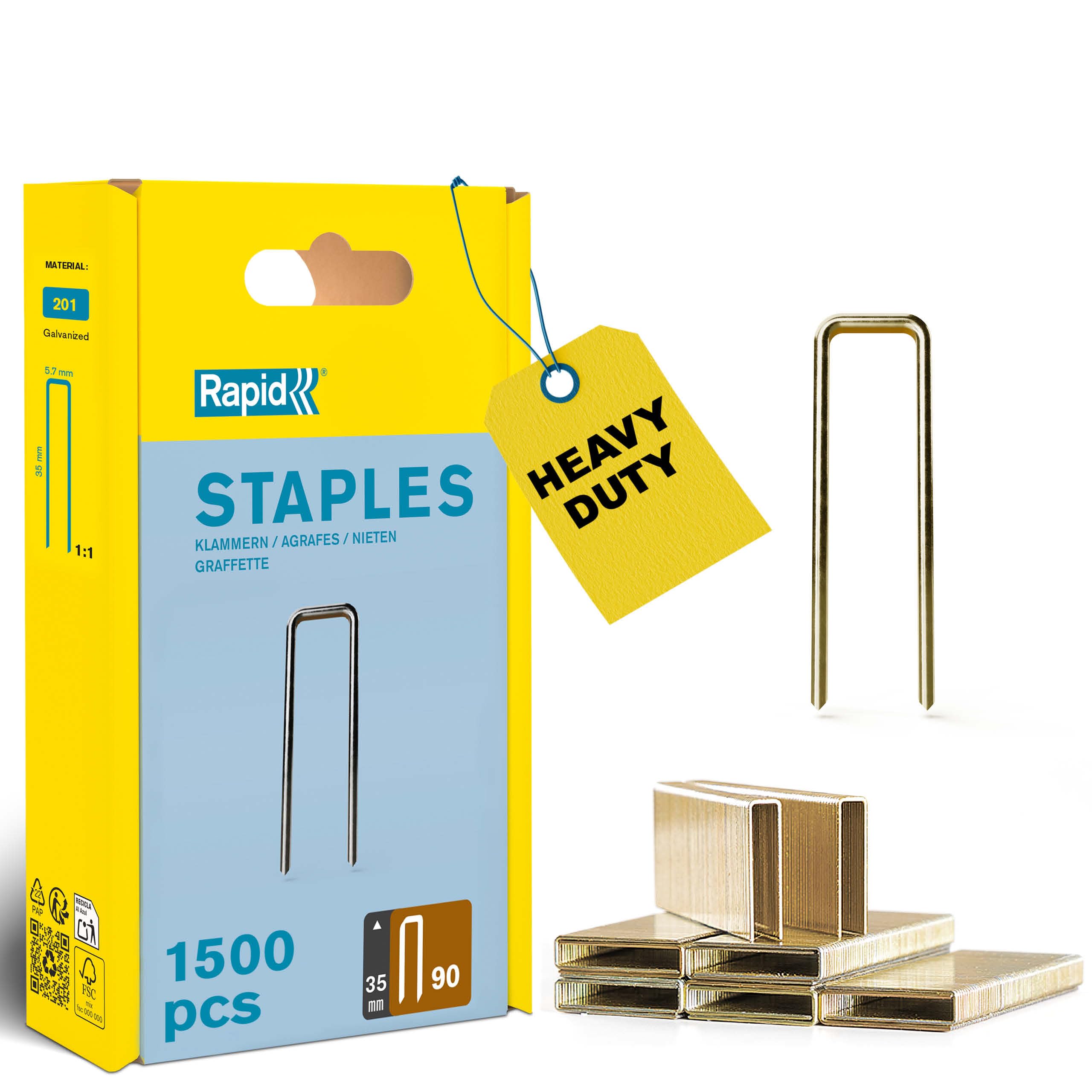 Rapid High-Performance Staples Wood Outdoor Use Narrow Crown No. 90 Leg Length 35mm Staple Gun Staples Galvanised Steel 1500 Pcs from B&Q