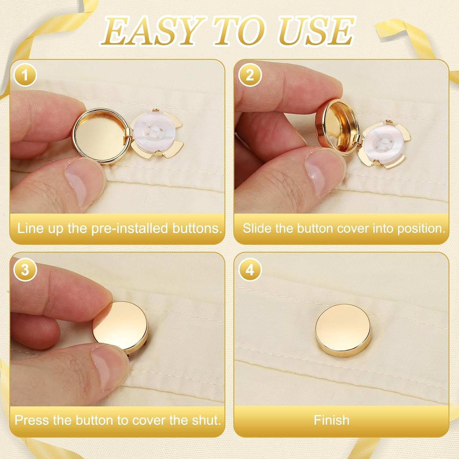 PATIKIL Button Covers, Round Cuff Button Cover Clip-On Buttons Cufflinks image 4