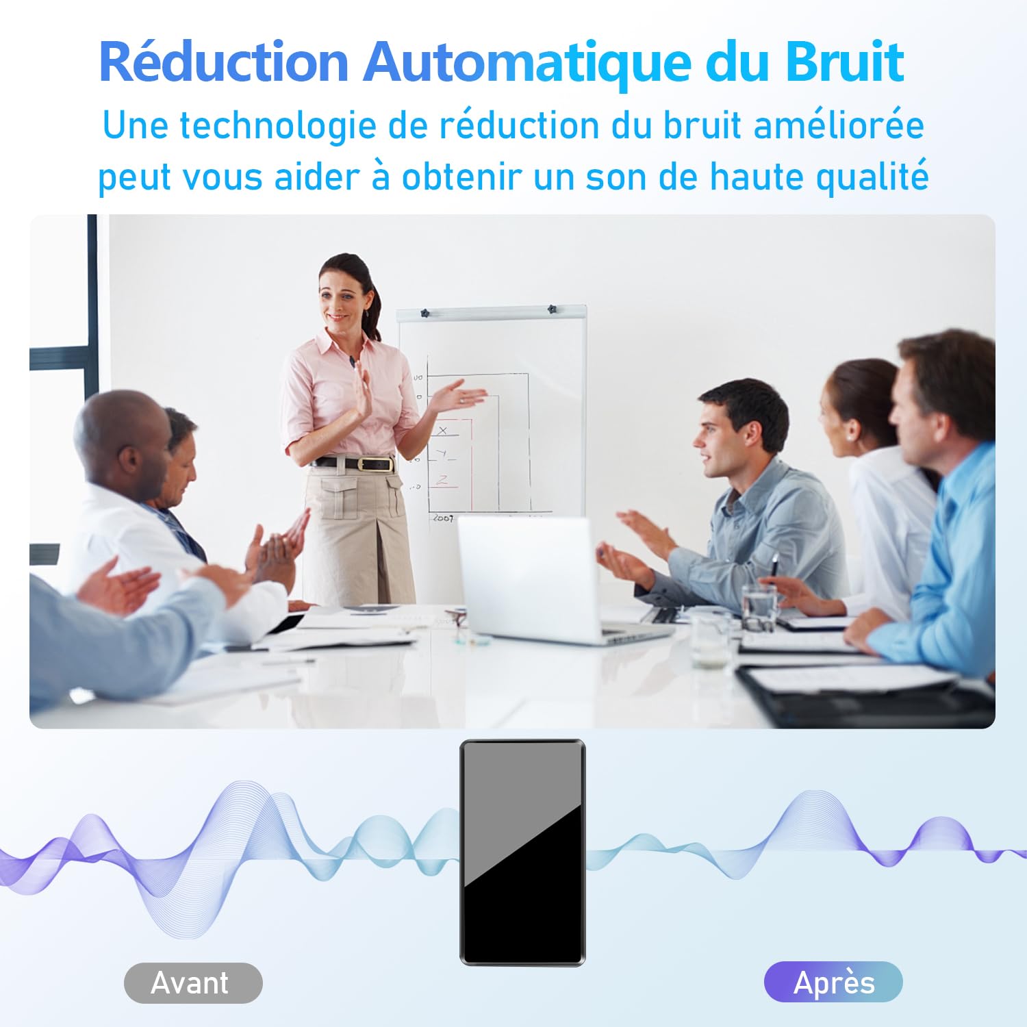 Mini Enregistreur Vocal 64 Go Dictaphone avec Activation Vocale, Écouteurs, Rechargeable USB