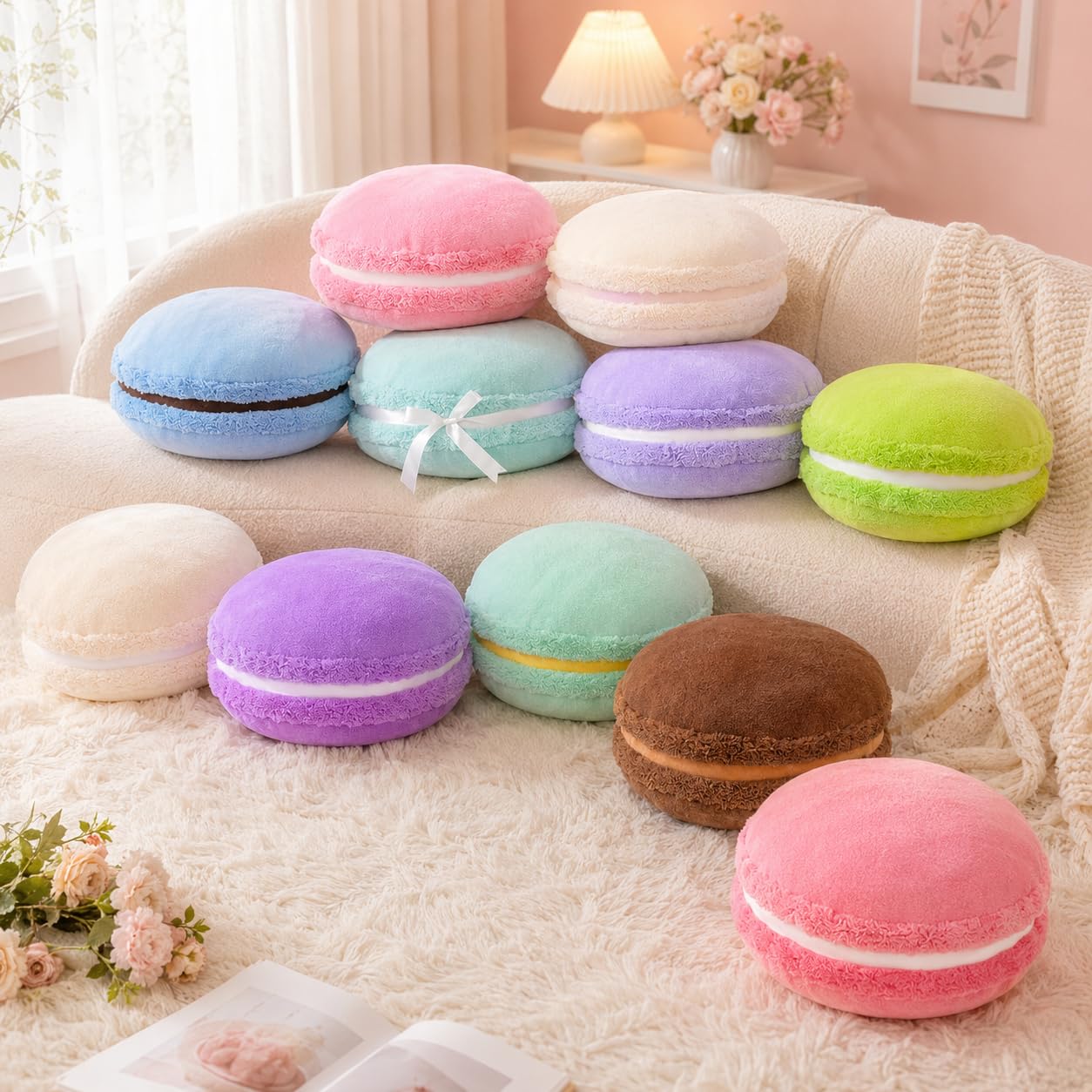 マカロンクッション Amazon.co.jp: ChezMax クリエイティブマカロン型クッション プラシ