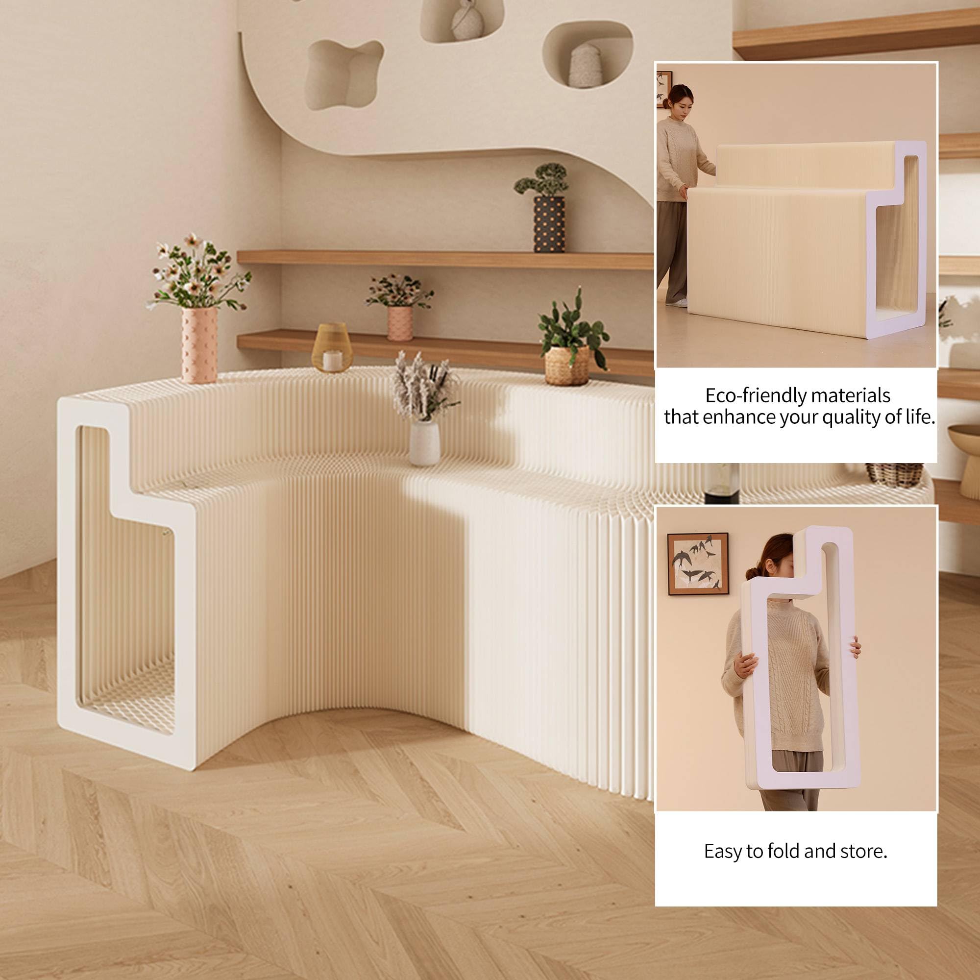 Moderner, modularer Präsentationsständer – weiß geripptes Regal mit mehreren Ebenen für Einzelhandel, Büro und Wohnzimmer – stilvolle Lösung (B x H x L) 42 x 117 x 200 cm