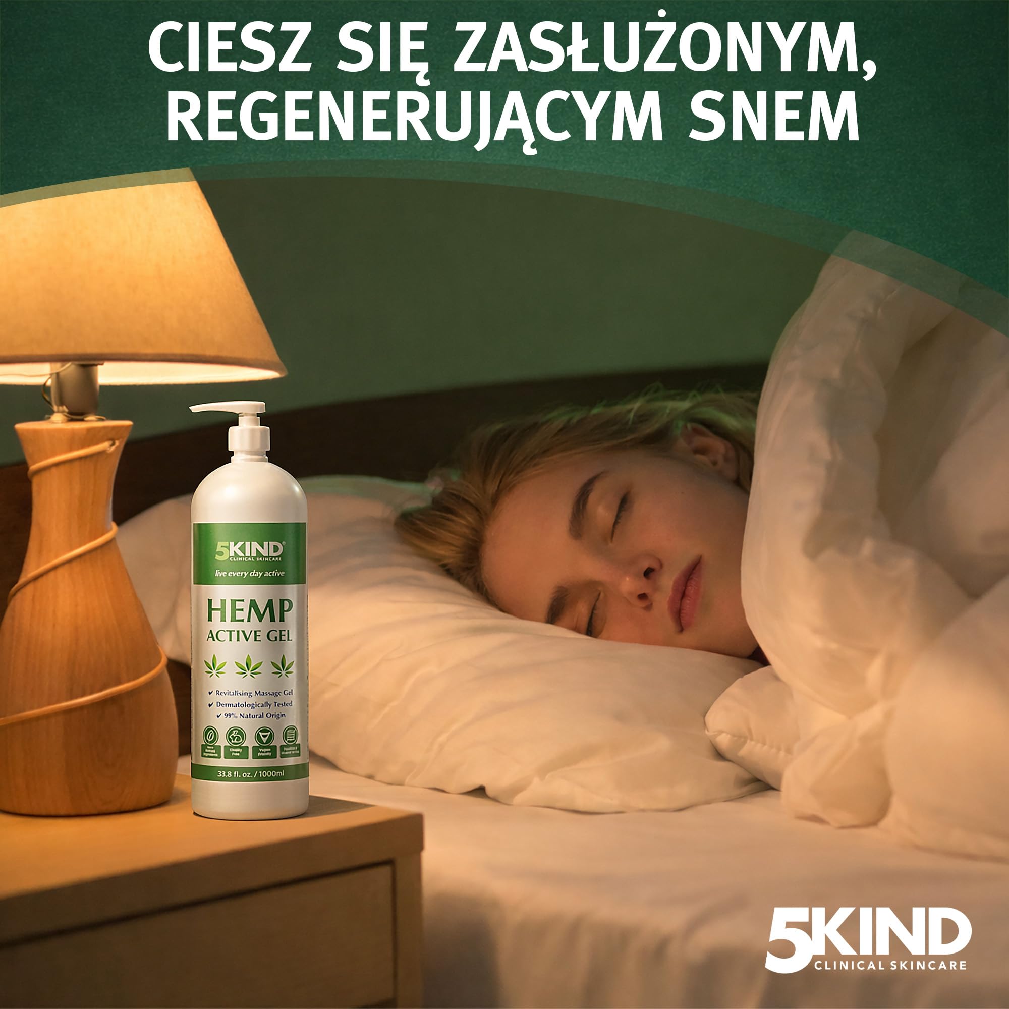 Aktywny Żel Łagodzący na Stawy i Mięśnie z Konopi - Bogata w Naturalne Ekstrakty Formuła Oleju Konopnego Firmy 5kind. Ukojenie dla Stóp, Kolan, Pleców, Ramion (1000 ml