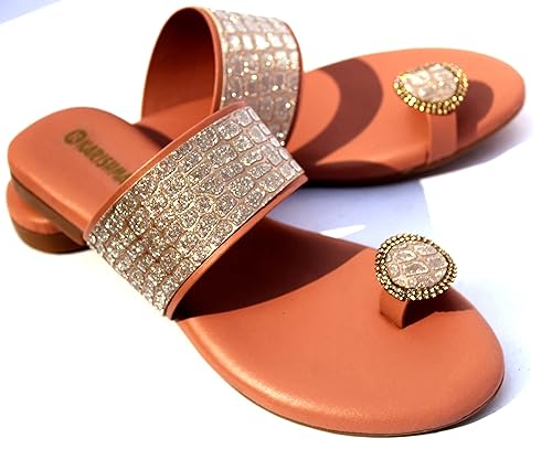 Atizaya Womens Slippers I Chappals I Ethnic Flats for Ladies & Girls pink