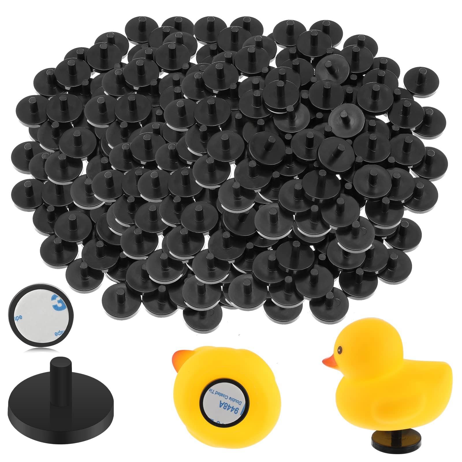 Wesiti 50 Pieces Duck Plug Rubber Duck Mount Black Plastic Holder for Fixed Display Car Dashboard Bath Accessories, Rubber Duckies Not Included