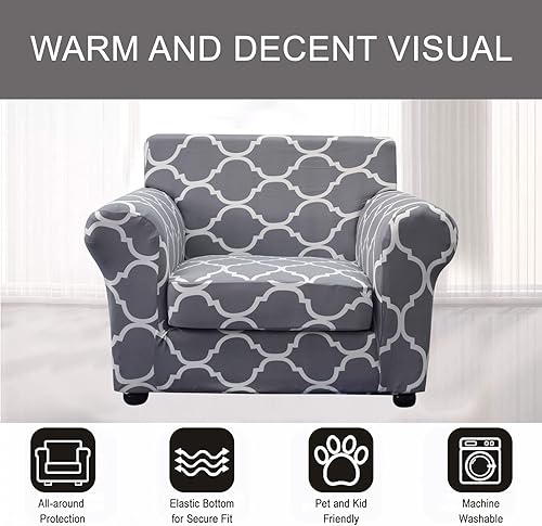 Miniatura 2 de NILUOH Fundas para sillón, fundas elásticas de 2 piezas para sillón con cojín de asiento separado, diseño floral, protector de muebles decorativo