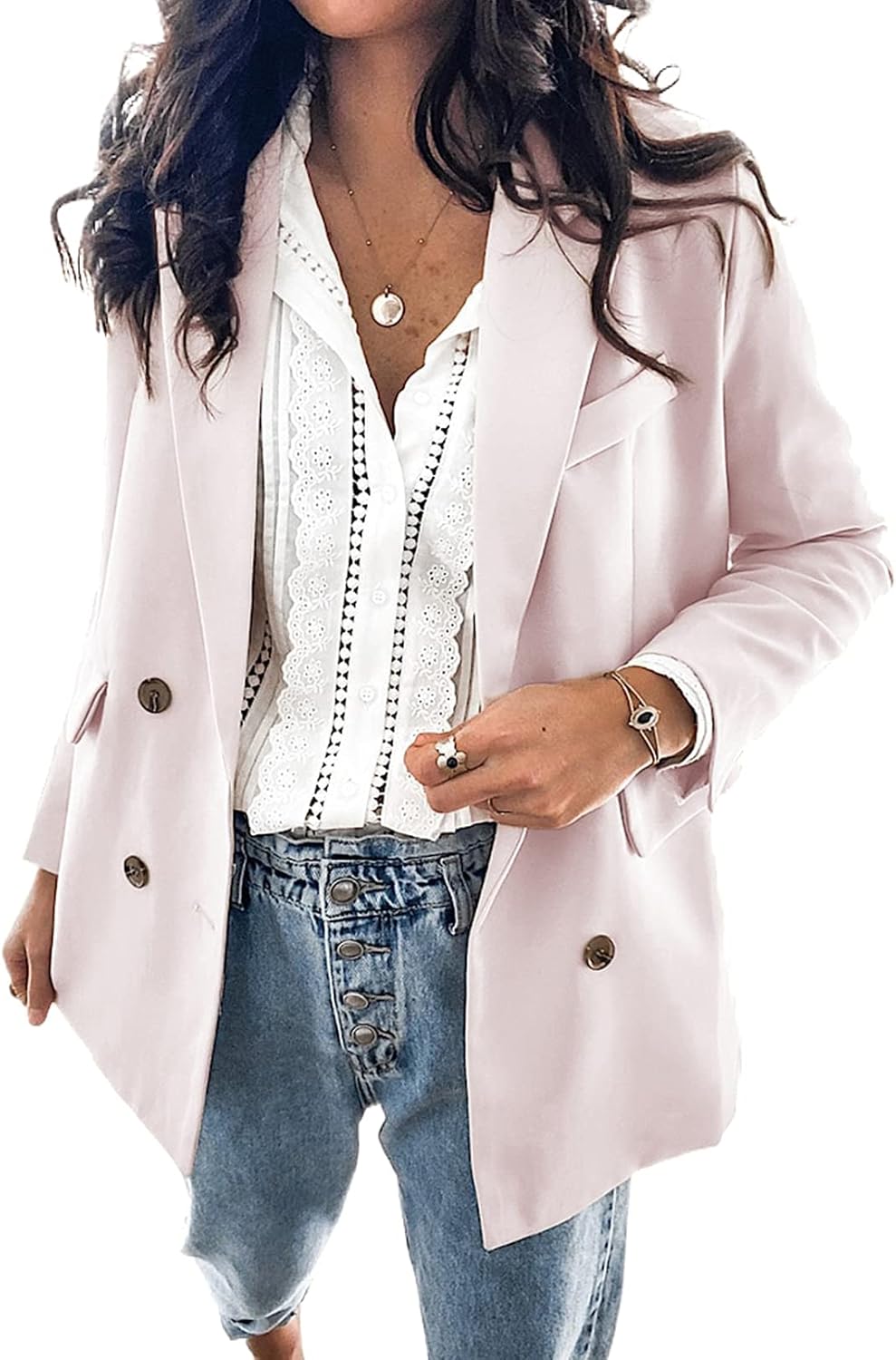Asvivid Womens Casual Pocketed Office Blazers Draped Open Front Cardigans Jacket Work Suit at  Women’s Clothing store