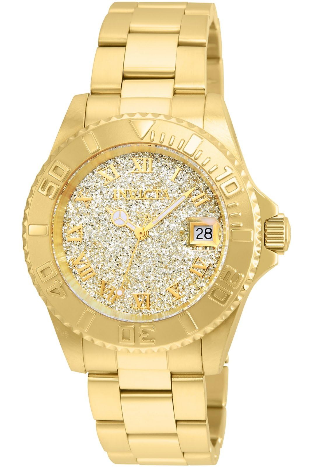 Invicta Angel 22707 Women's Watch - Waterproof - Analogue - Quartz Movement - stainless steel with gold dial - 40mm