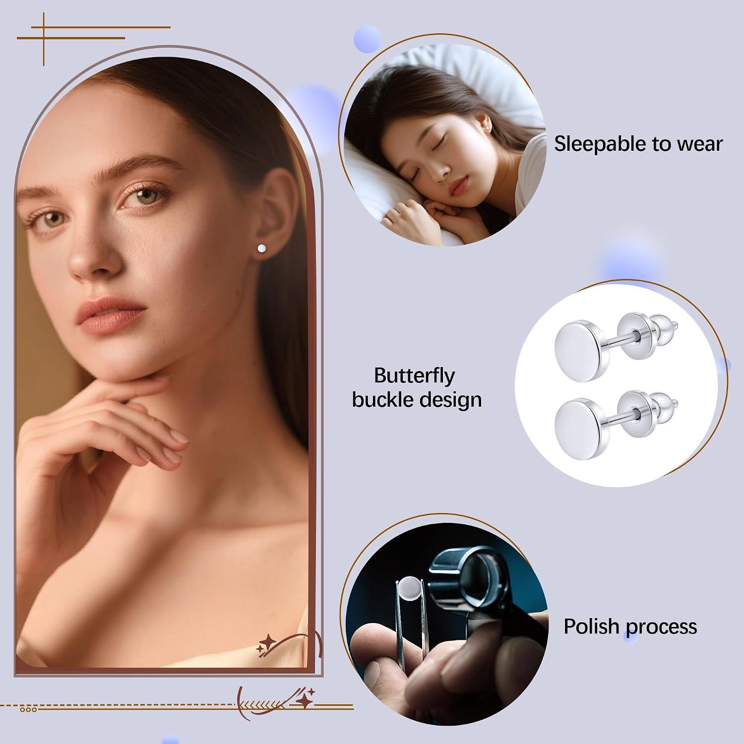 LimerenciaTitanium Stud Earrings,F136 Implant Grade Pure Titanium Studs 3mm/4mm for Hypoallergenic for Women Men Sensitive Ears