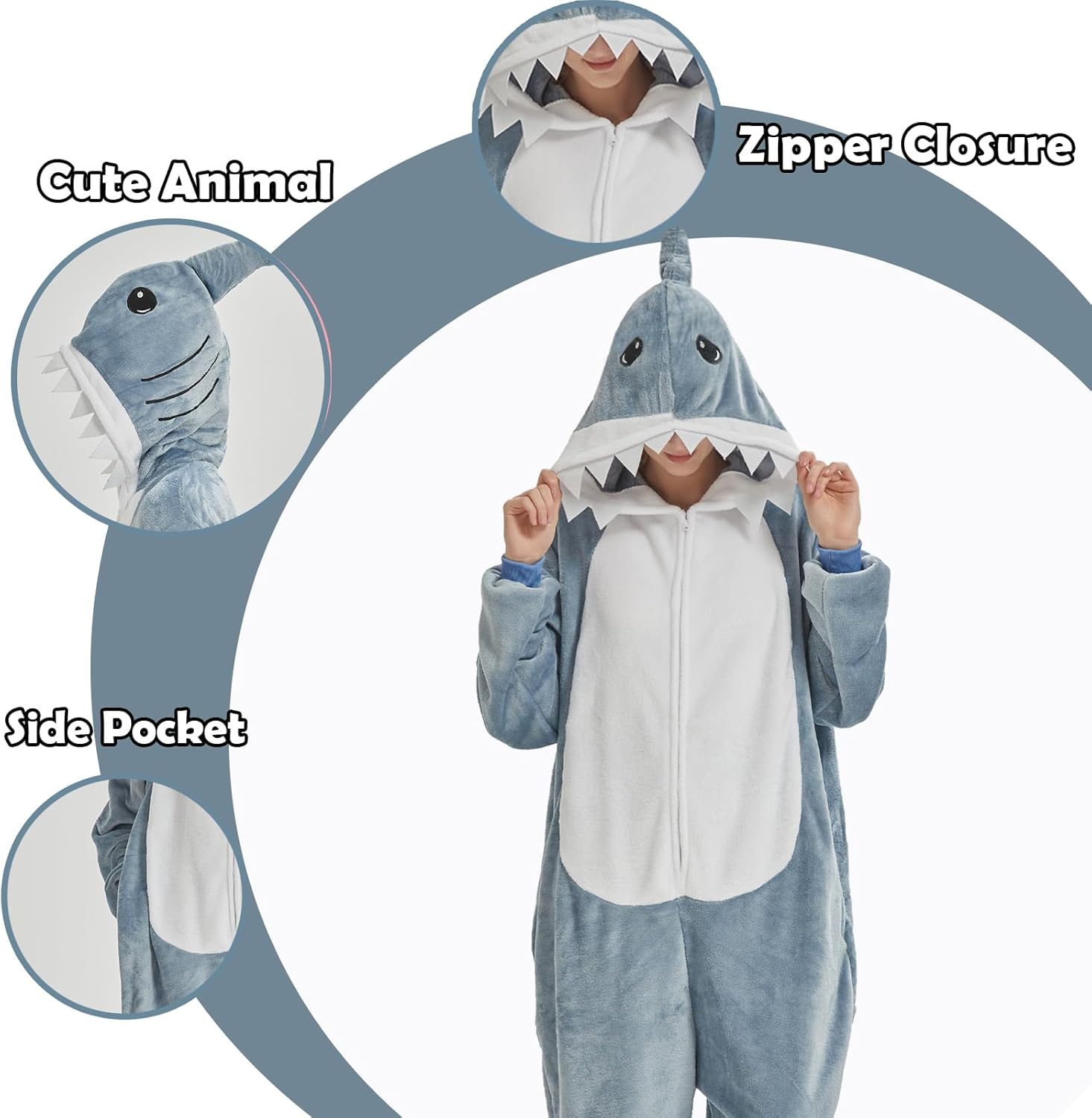 Halloween Snug Fit Adult Onesie Pajamas,Flannel Animal Cosplay Costume for Womens and Mens - Image 3