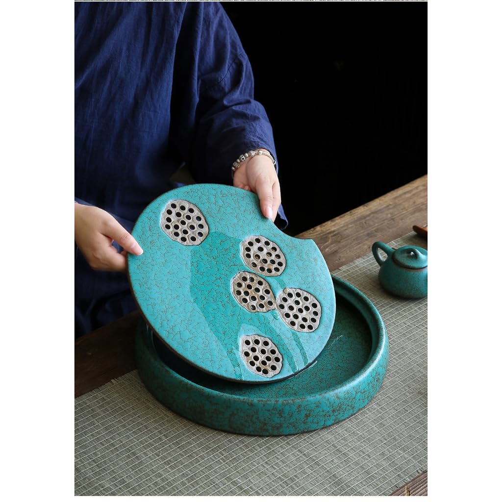 Taca na herbatę, ceramiczna taca na herbatę, chińska taca do serwowania herbaty z ociekaczem, stolik kawowy, taca na stół ze zbiornikiem na wodę, czajniczek do ceremonii parzenia herb