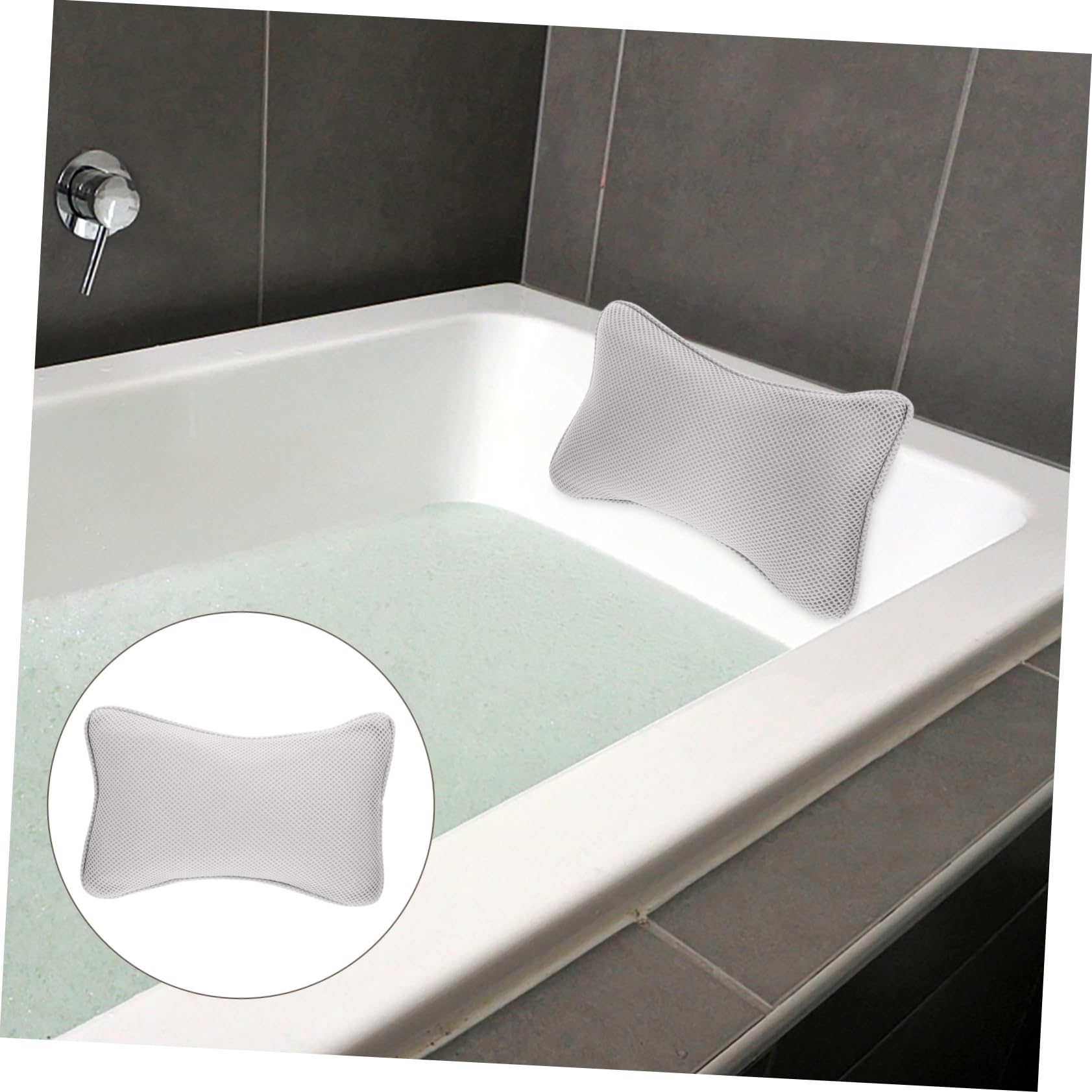Beavorty 3 Pièces Oreiller De Oreiller De Oreiller De Oreiller avec Tasses Oreiller De Cou Oreiller De Bain Gris Oreiller De