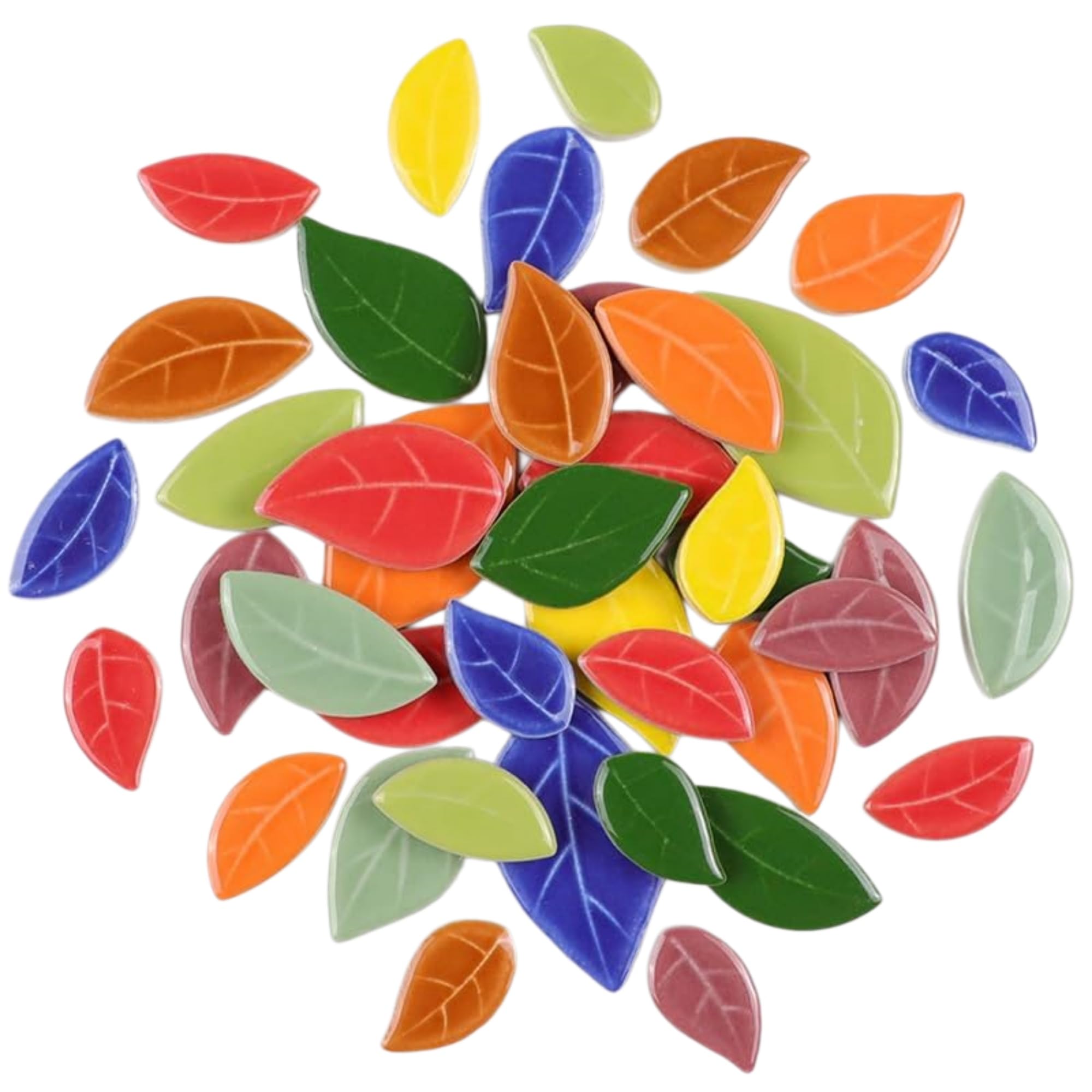 500g Mixed Color Ceramic Mosaic Tiles, Craft Small Irregular Mosaic Pieces for DIY Art, Home Decor, Vase & Flower Pot Filling (Leaves)