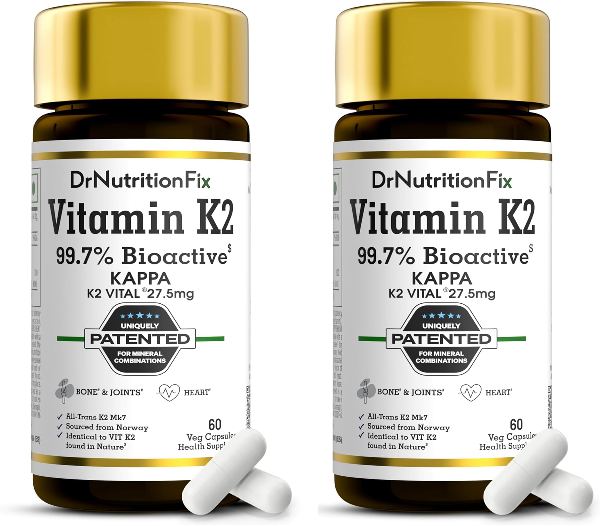 Vitamin K2 Vital® Delta from Balchem Europe (99+% All-Trans MK7 Active Form) | Natural K2 form Plant Origin | Clean Label | Healthy Bone & Heart | First time in India | 120 Servings