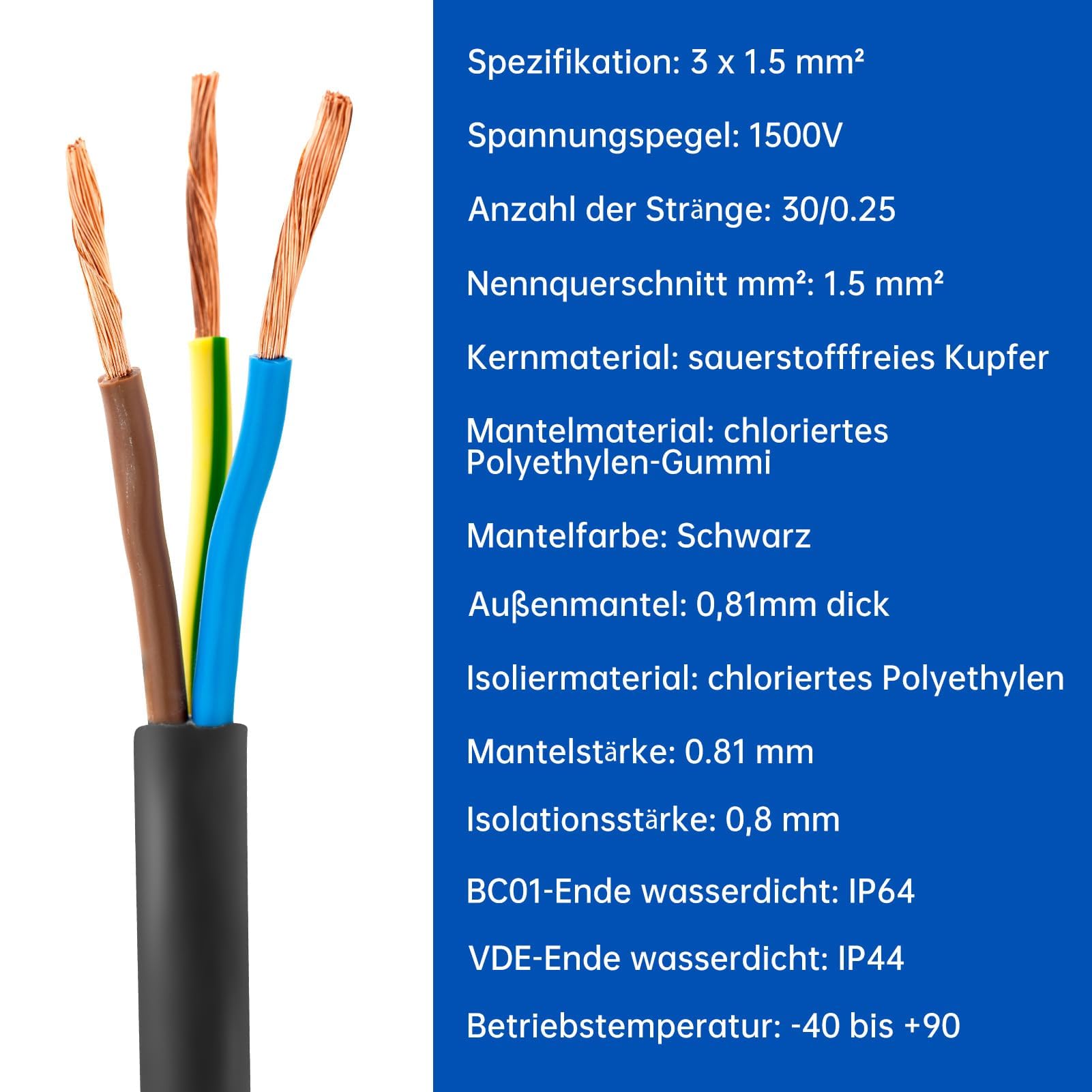 3-Pole Waterproof Female End Cap Connector For Betteri BC01 Hoymiles Single-Phase Inverter IP68