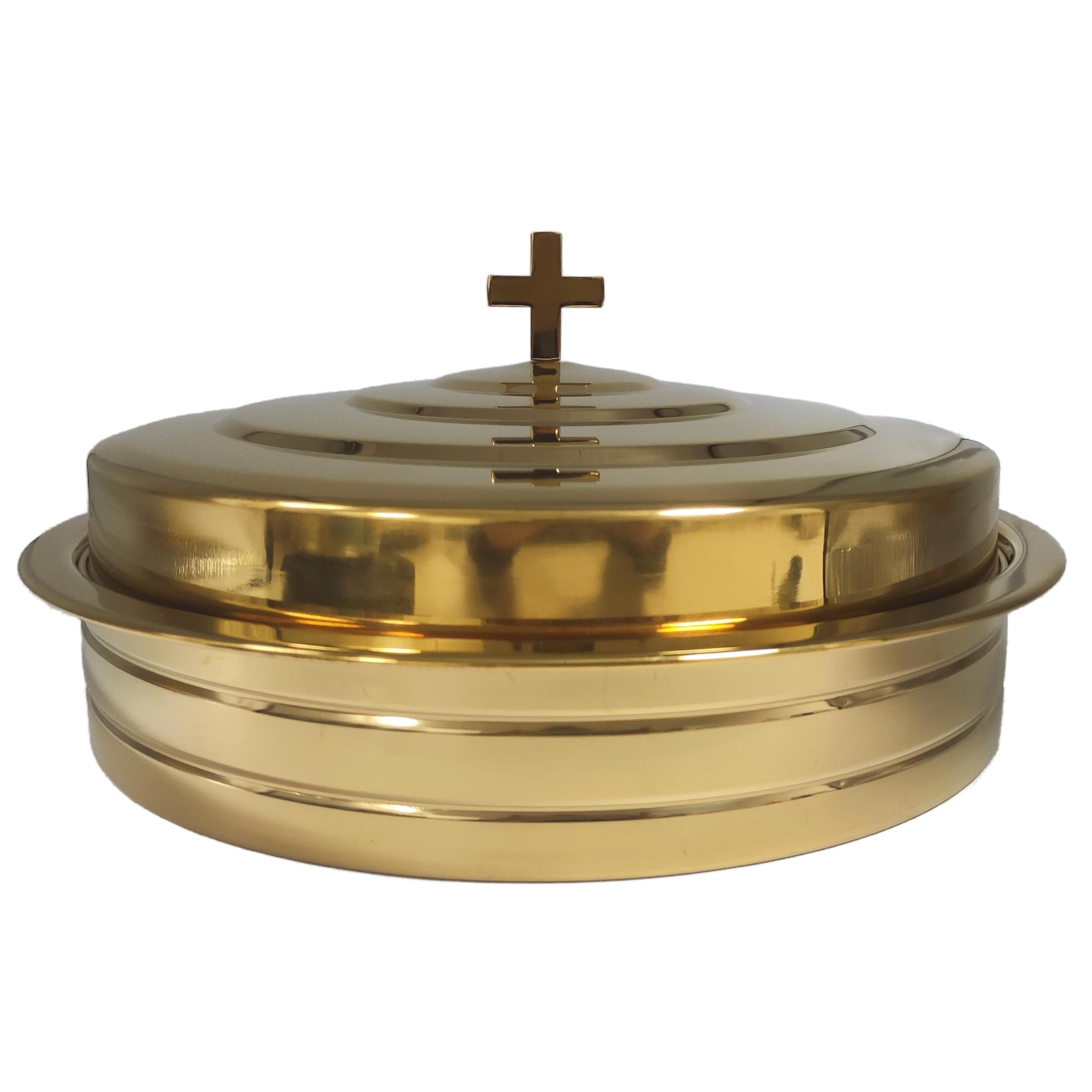 Holy Wine Serving Tray Set With Cover - Premium Stainless Steel Communion Cup Tray With 160pcs Disposable Cups for Churches Supplies (Brass Color)