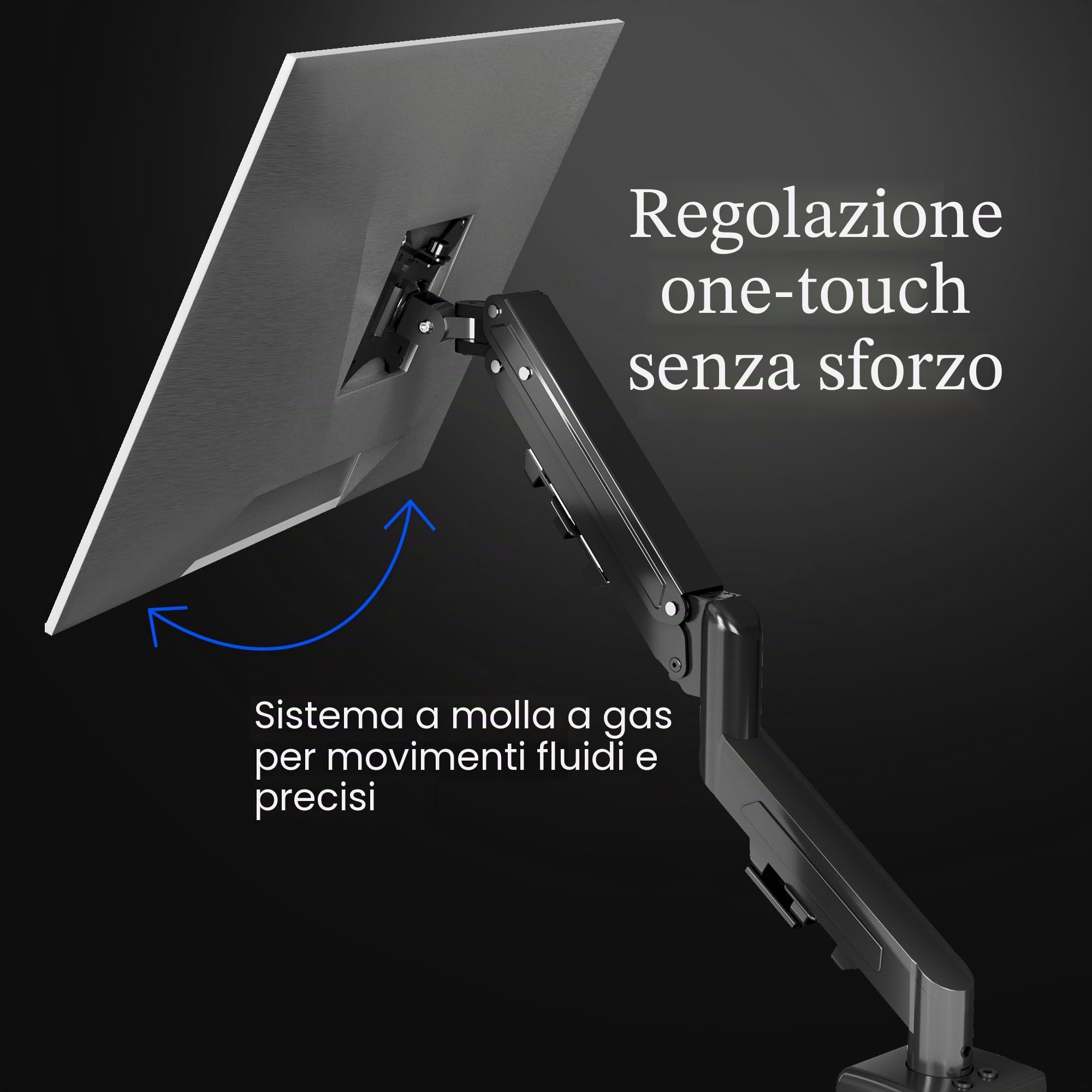 FLEXISPOT Supporto Monitor 17–32", Braccio a Gas Regolabile in Altezza e Orientabile, per 1 Monitor, Compatibile VESA 75x75/100x100, Fissaggio con Morsetto o Foro Passacavo