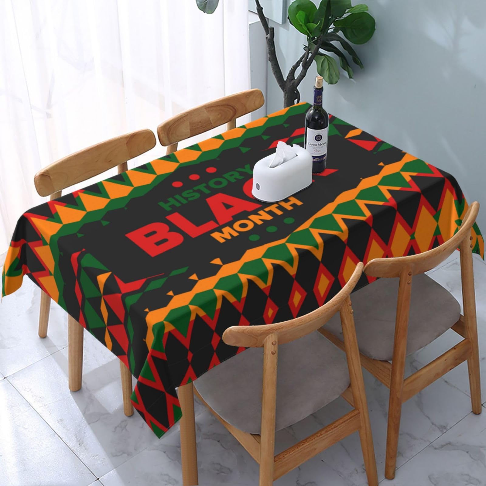 JunHeArt Black History Month Tablecloth Rectangle Table Cover Washable Table Cloths Decor For Kitchen 54" X 72"