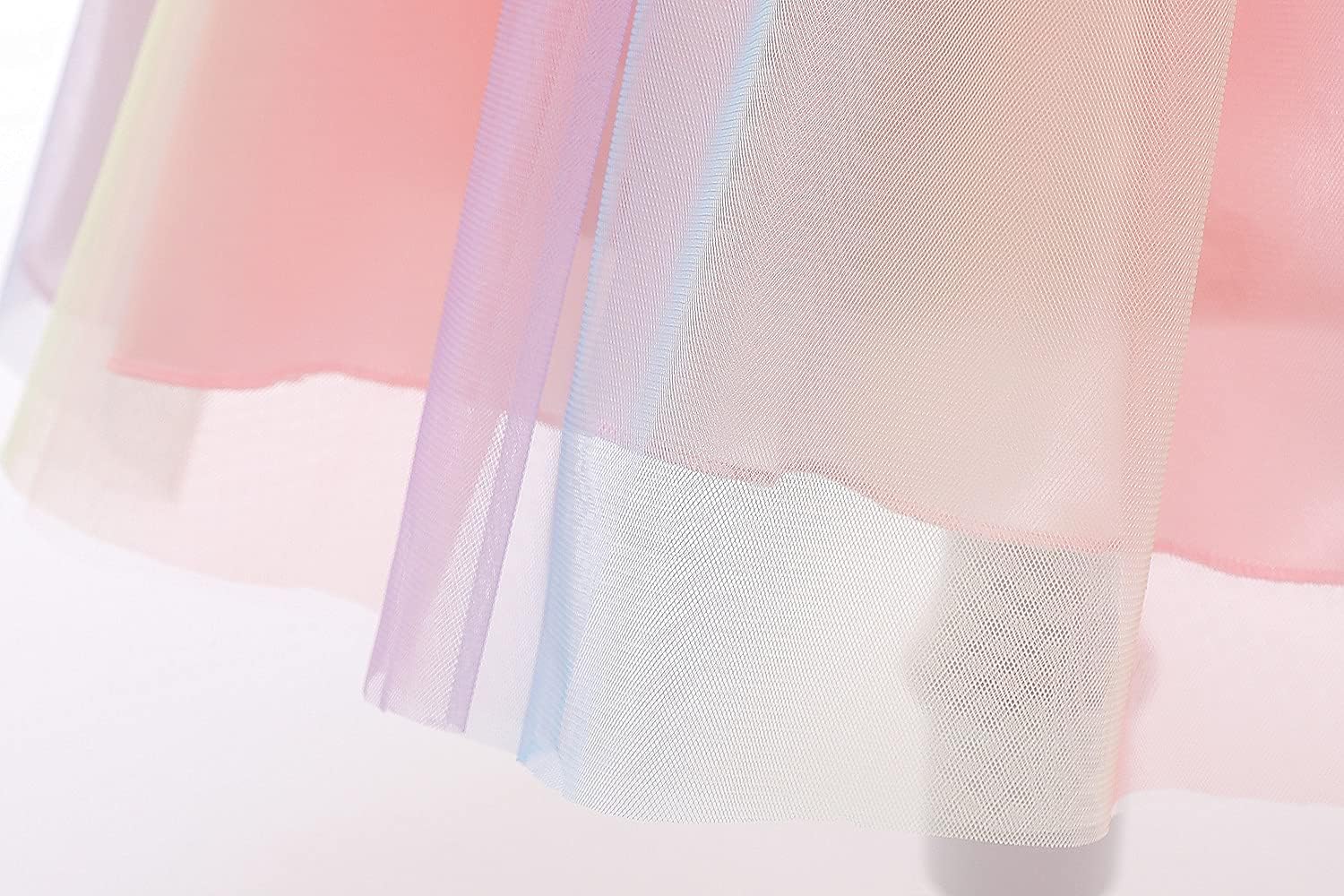 Super Fairy Flower Girls Sequin Mesh Tulle Rainbow Party Dress Princess Lace Ball Gown - Image 7