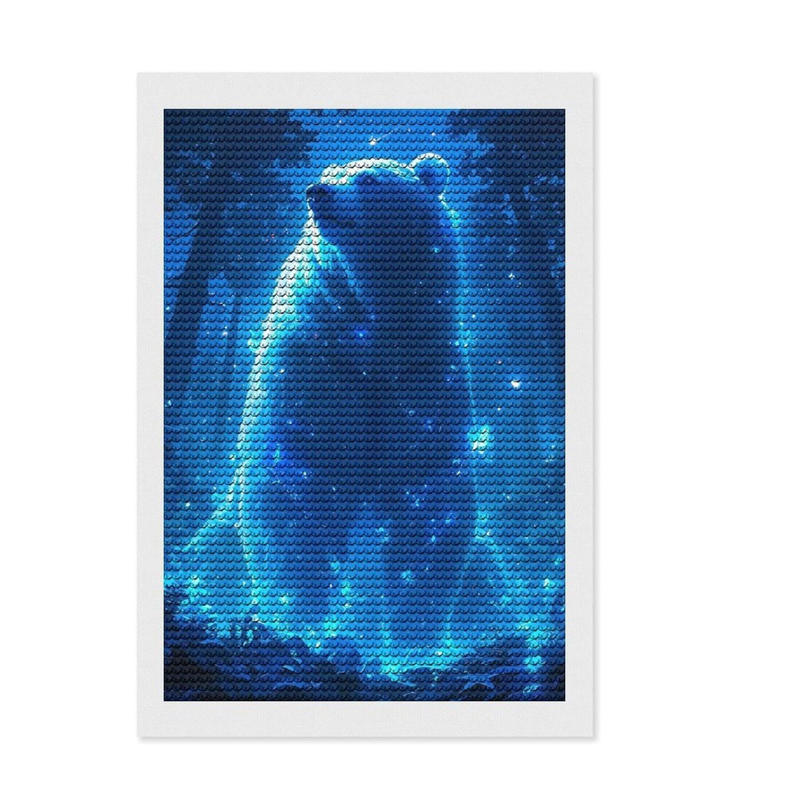Junmoney Luminous Bear in Enchanted Forest Diamond Art Canvas 8"x12", for Beginners, Printed Canvas, Farmhouse Decor, Birthday Gift, Relaxing DIY Hobby