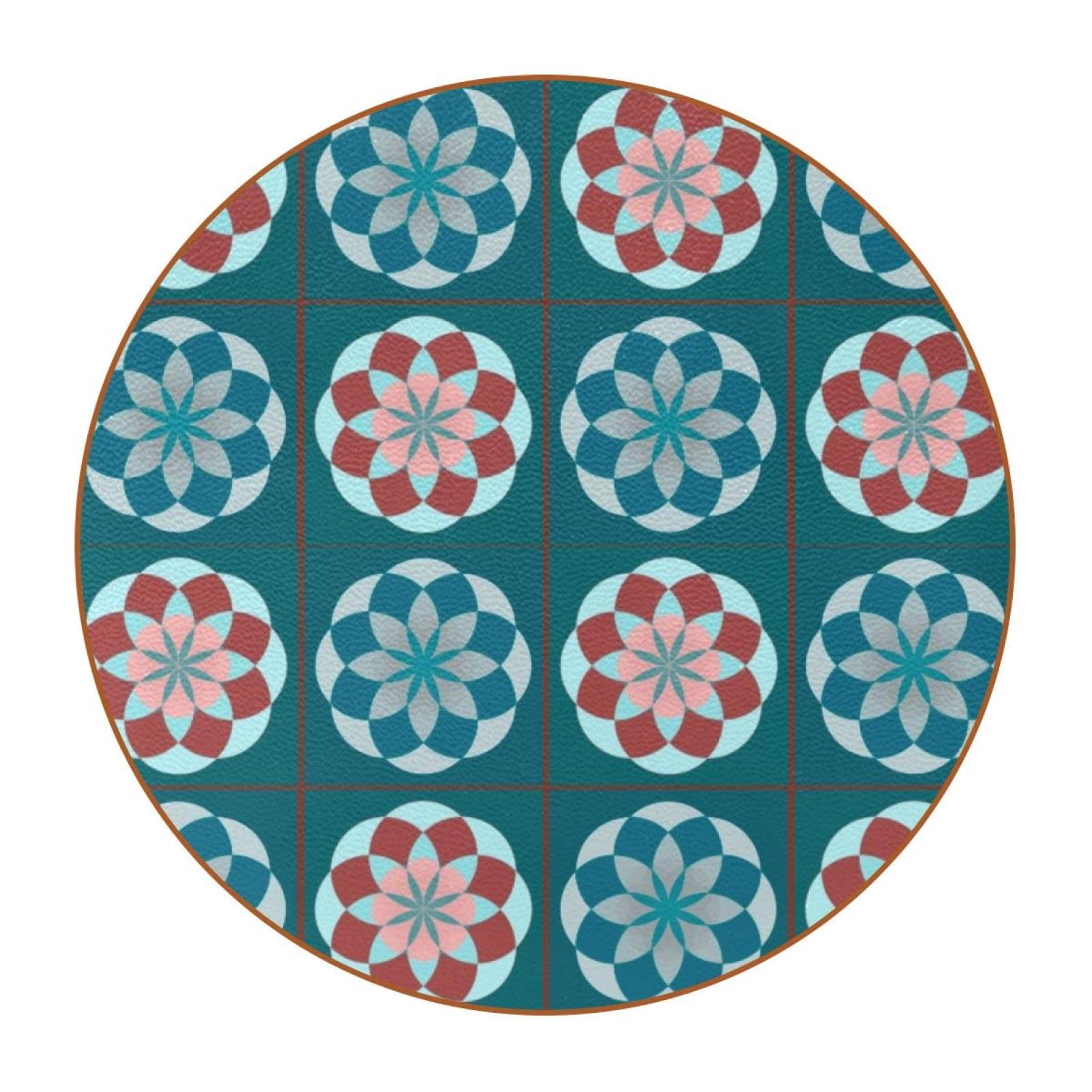 Runde Untersetzer mit Blumenmuster für Getränke, 6 Stück, Tischschutzmatte für Weingläser, Tassen und Tassen, wiederverwendbar im Büro, Küche, Bar, 10,9 cm