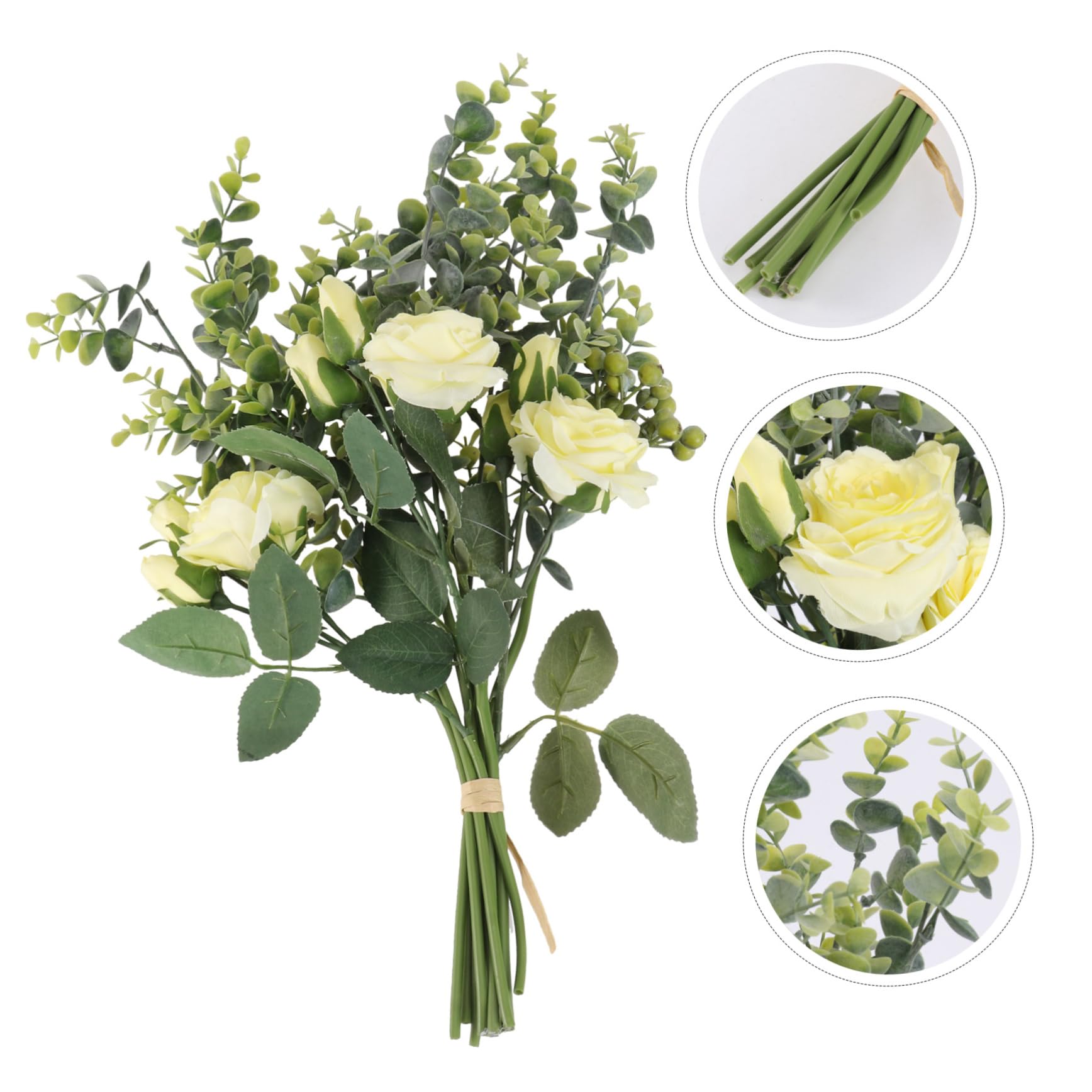 Alipis 2 Stück - Langlebiger Gelber Künstlicher Rosenstrauß Hochzeitsblumenarrangement Wohndekor-strauß